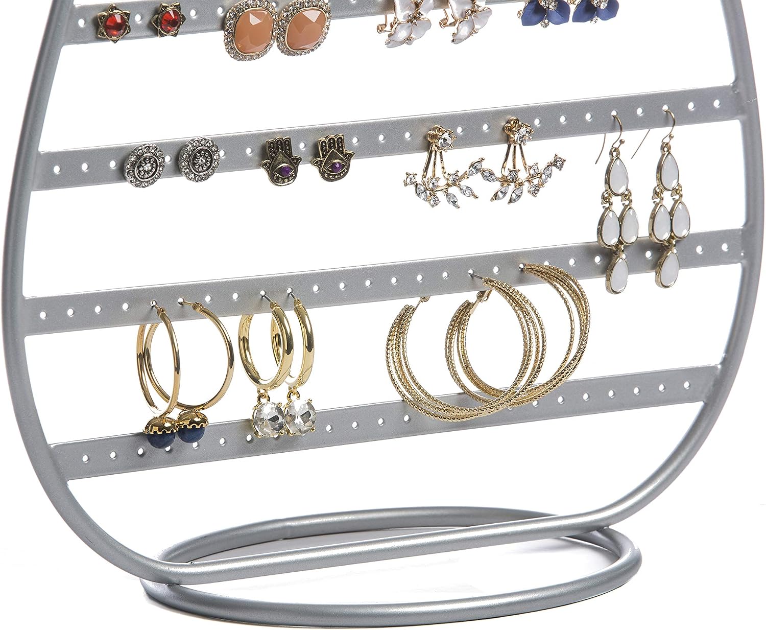 Mango Steam Harp Stud Earring Jewelry Organizer, Display Stand, Storage, Gift (Silver/Large)