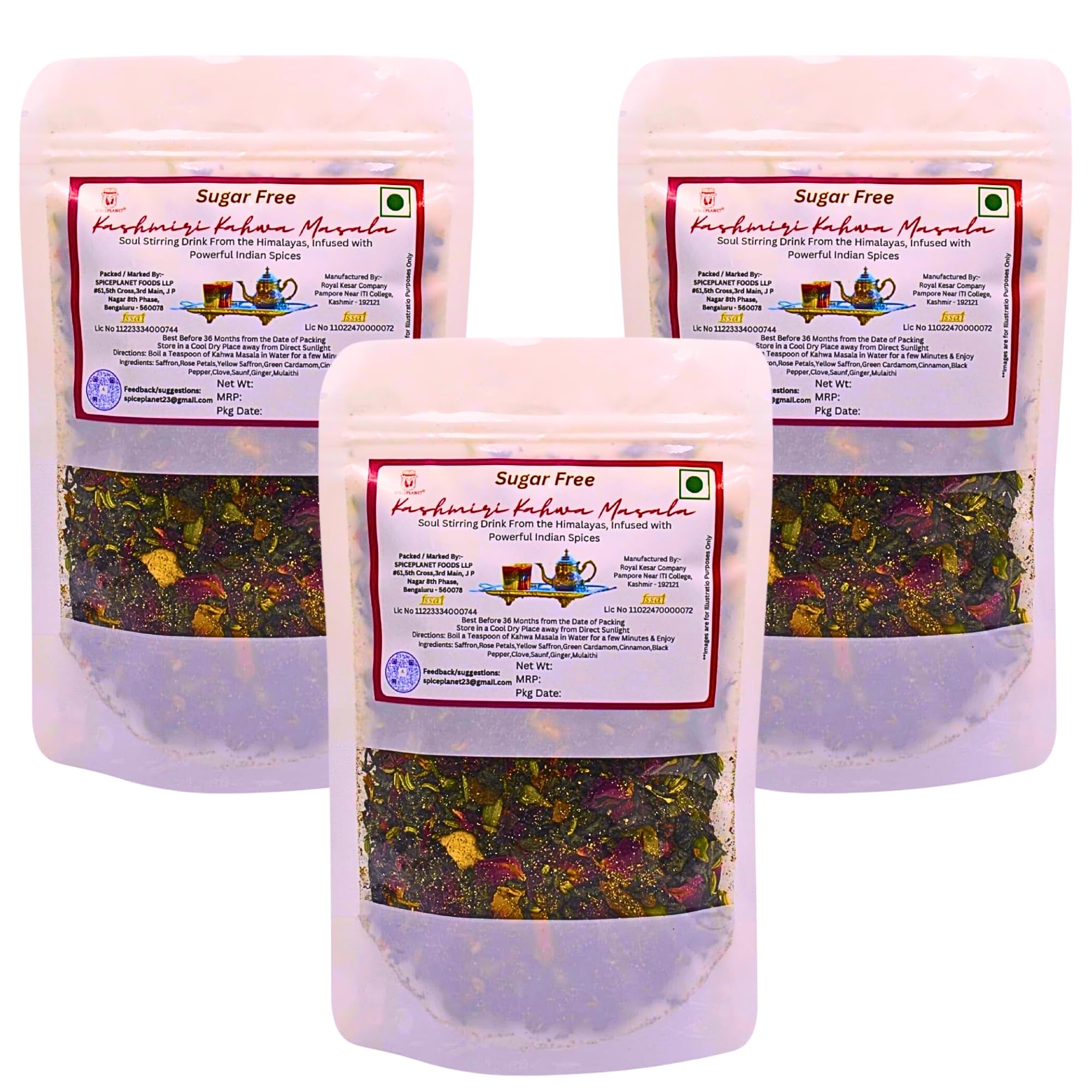 Spiceplanet Desi Kashmiri Kahwa Green Tea 100 grams with Saffron, Rose Petals & Cinnamon, blended with Natural Herbs & Spices | Sugar-Free Detox Tea | Makes 20-30 Cups (B0C7C9L22X) Amazon Price History, Amazon Price Tracker