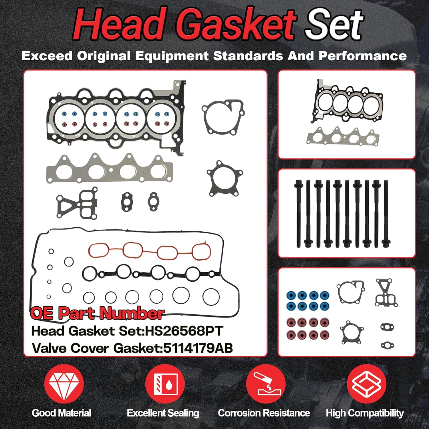 G4FD 1.6 Rebuild Overhaul Kit with Crankshaft & Piston Kit & Connecting Rod Fit For Hyundai Accent Veloster Kia Rio Soul 1.6L 2012-2017 Replace #23041-2B600 HS26554PT