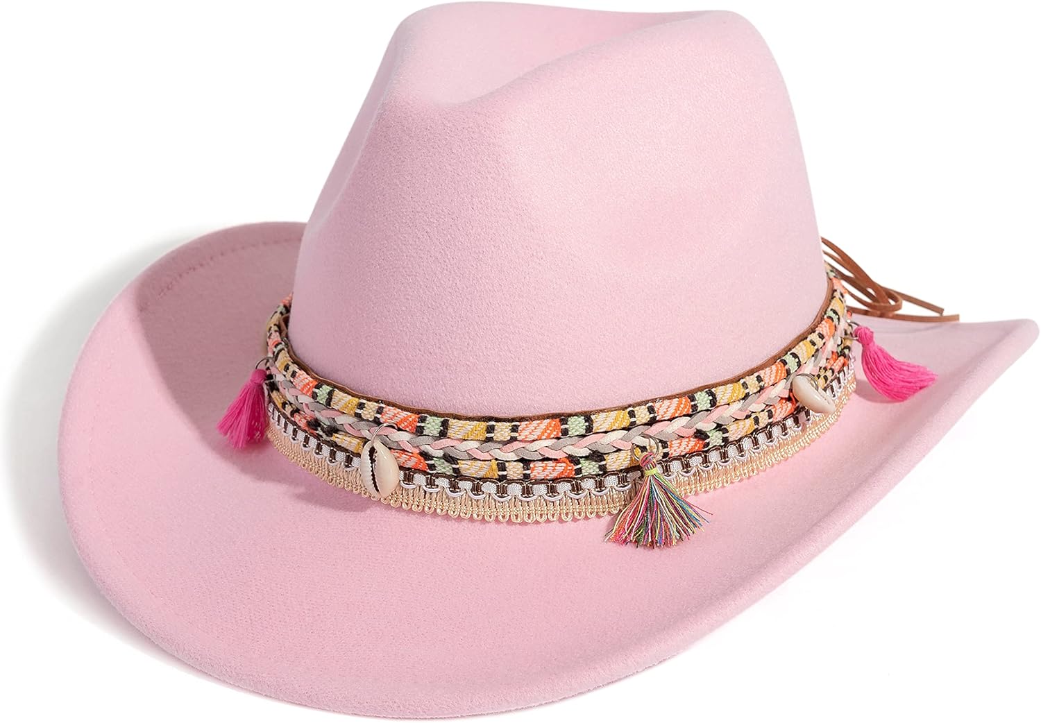 Gossifan Women Men Western Cowboy Cowgirl Hat Fedora Hat with Belt
