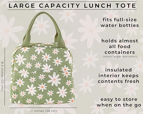 Miniatura 3 de Steel Mill & Co - Bolsa de almuerzo aislada para mujer, lonchera de gran capacidad, bolsa de almuerzo para adultos, mini hielera con cierre de