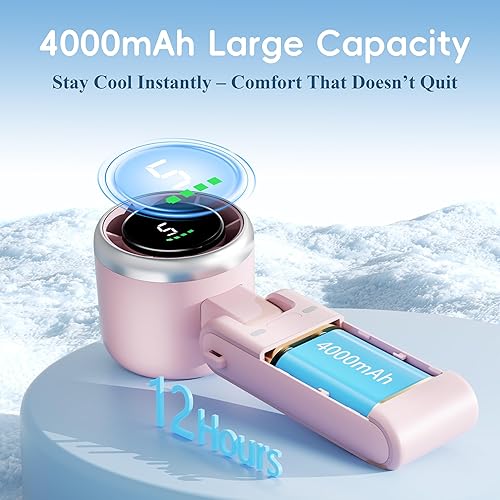 Miniatura 7 de Morelax Ventilador de mano personal, ventilador turbo de alta velocidad, 5 velocidades con pantalla LED, potente motor, 4000 mAh, ventilador de