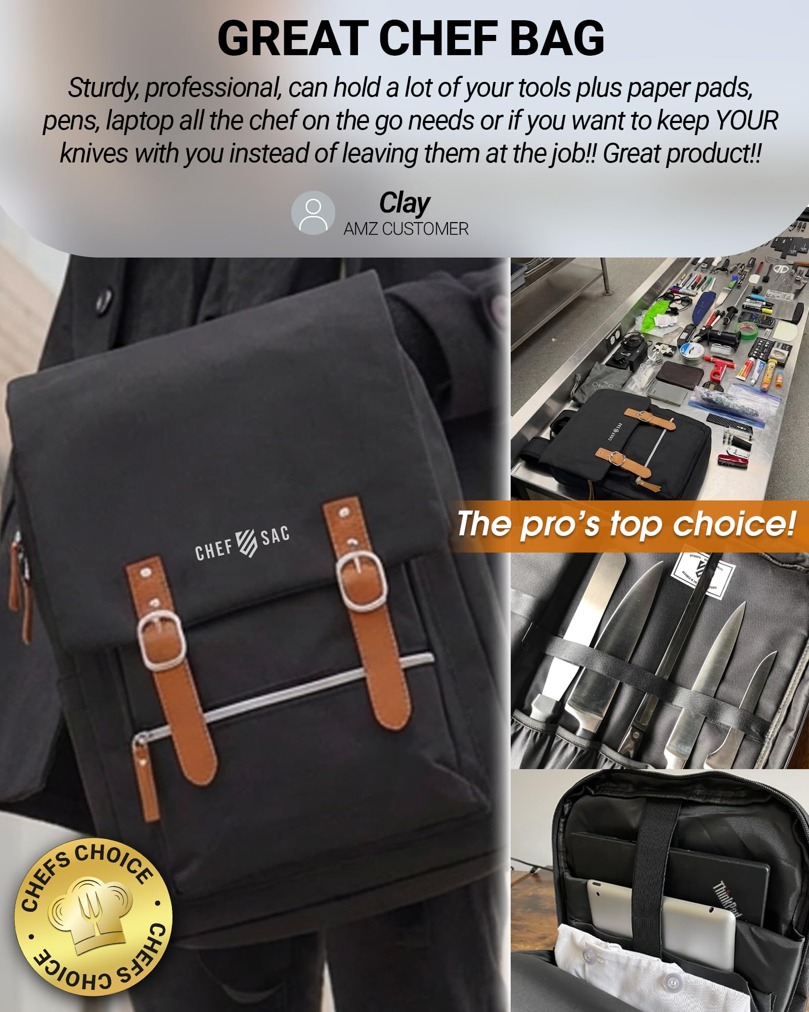 Sac à Couteaux de Chef Vintage | Plus de 30 Poches pour Couteaux et Outils de Chef | Étui de Transport pour Couteaux avec Poche arrière cachée pour Tablette | Sac à Couteaux Robuste pour Chefs et