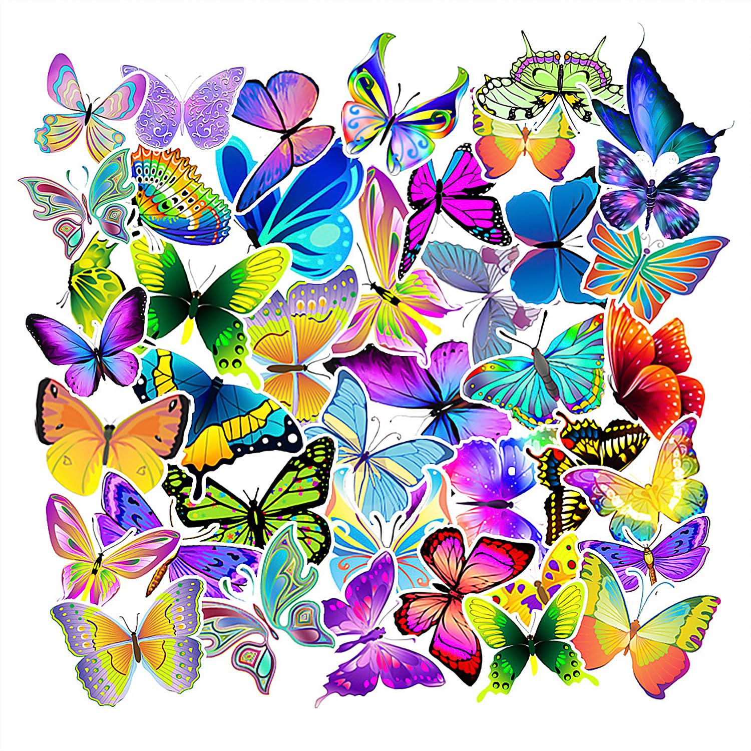 DHSBGWSX 50 pegatinas de mariposa para coche, pegatinas impermeables de graffiti, adecuadas para decoración de manos, se pueden utilizar para motocicletas, monopatines, computadoras, vasos de agua, 50 Piezas Pegatinas de Mariposa Butterfly Stickers Pegatinas Scrapbooking para Botellas de Agua Computadora Portátil Estuche de Viaje y Patineta