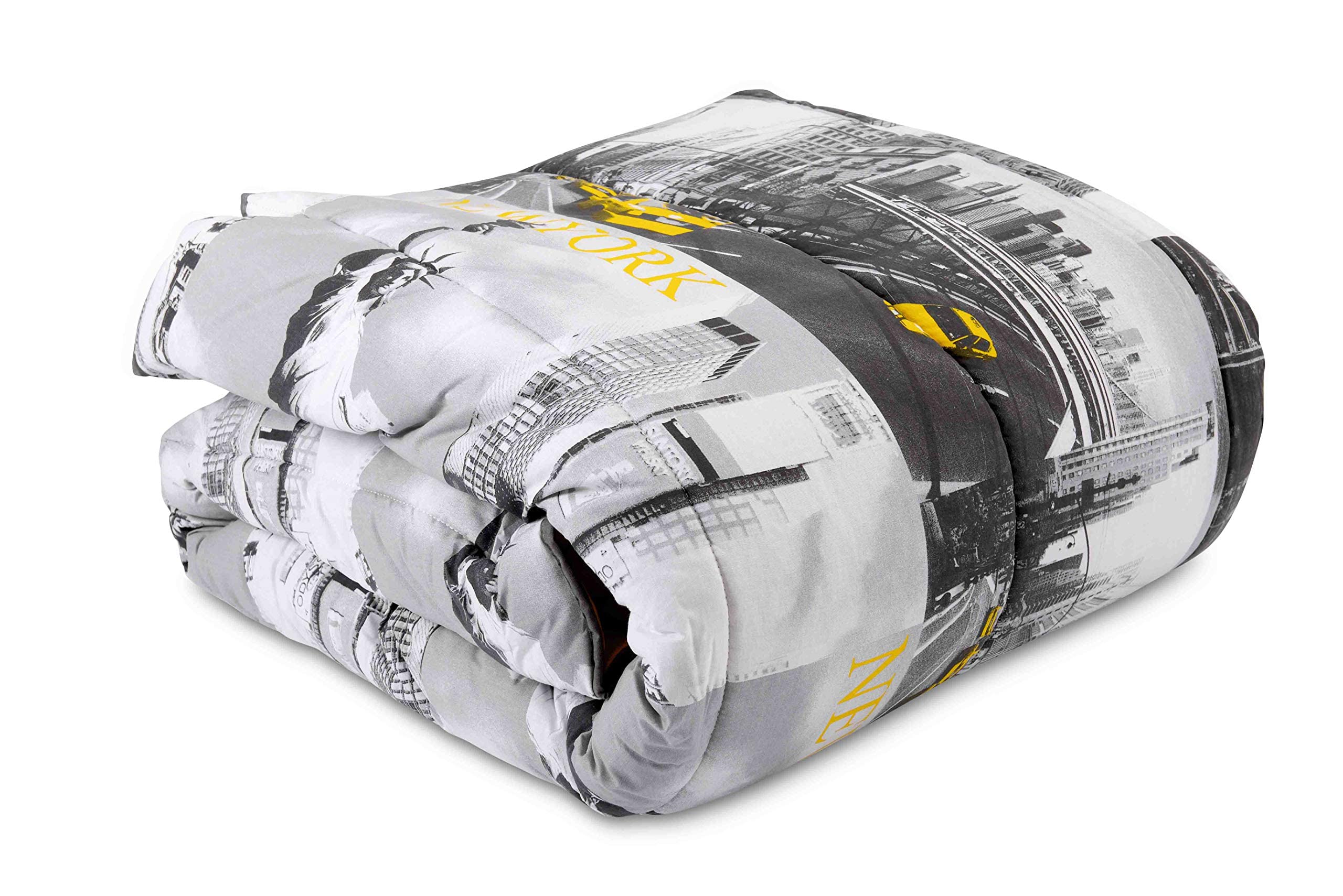 HomeLife - Trapunta Singola Invernale [180X250] Made in Italy | Trapunta Imbottita Calda | Piumino 1 Piazza, Copriletto Trapuntato Reversibile con Stampa immagini di New York