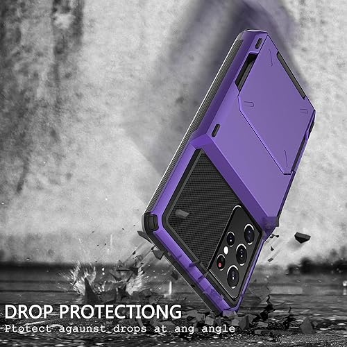 Miniatura 6 de Asuwish Funda de teléfono para Samsung Galaxy S21 Ultra 5G con protector de pantalla de vidrio templado y ranura para tarjeta de crédito, funda