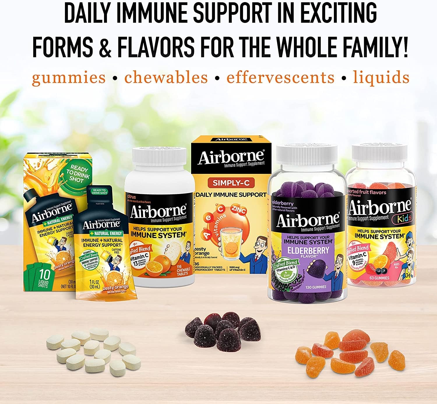 Airborne 1000mg Vitamin C + Zinc Immune Support Supplement Chewable Tablets, Very Berry & Citrus Flavor with Powerful Antioxidants Vitamins A C & E, 116 Chewable Tablets (Very Berry + Citrus) - Image 8