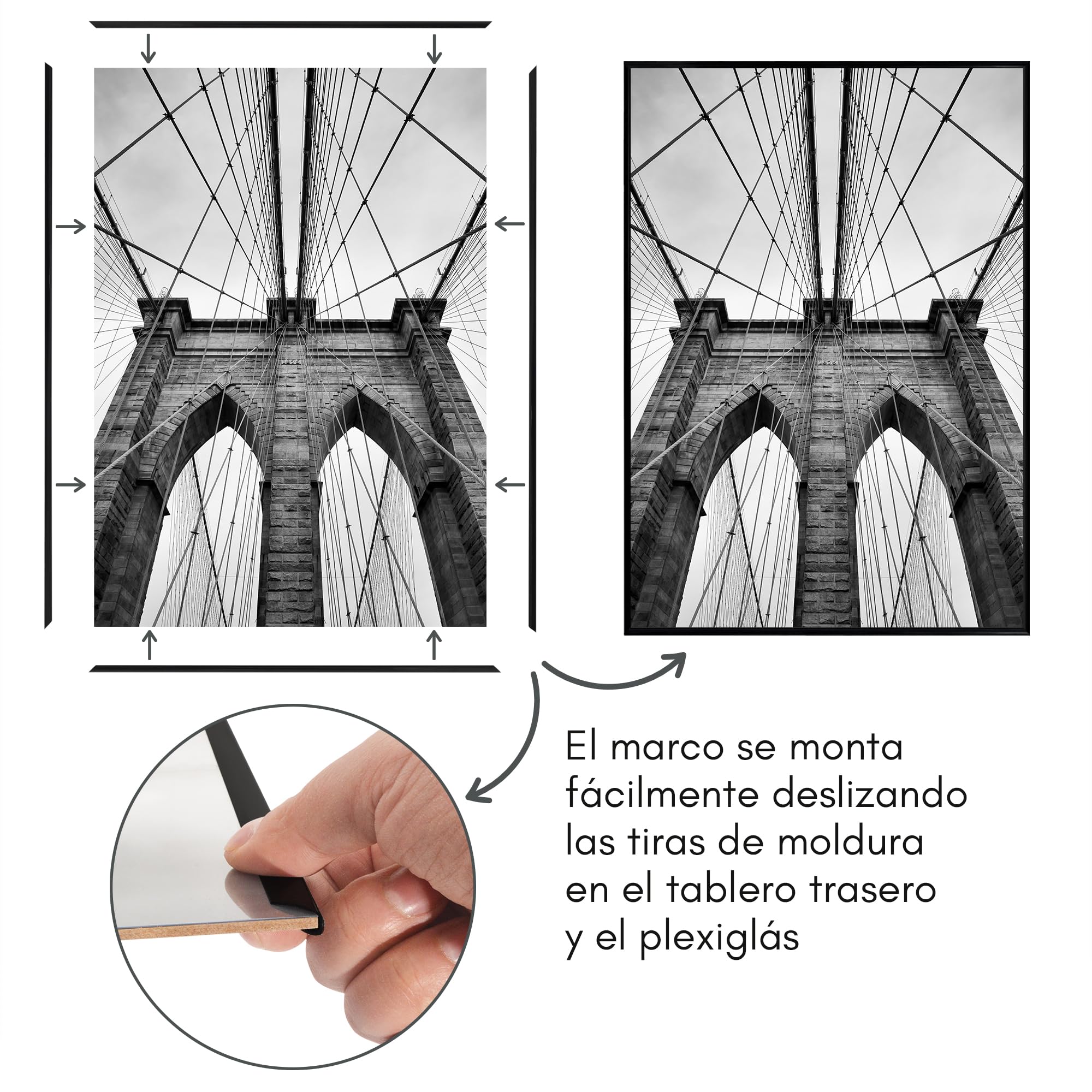 Americanflat Marco de Fotos de 70x100 cm en Negro - 3 Unidades - Marco para Póster de 100x70 cm con Finos Bordes, Cubierta de Plástico Resistente y Accesorios para Colgar Horizontal y Vertical