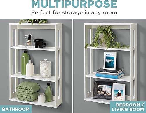 Miniatura 6 de Zenna Home Juego de almacenamiento montado en la pared incluye estante de pared de 4 niveles para espacios pequeños y torre de pared de 7 niveles,