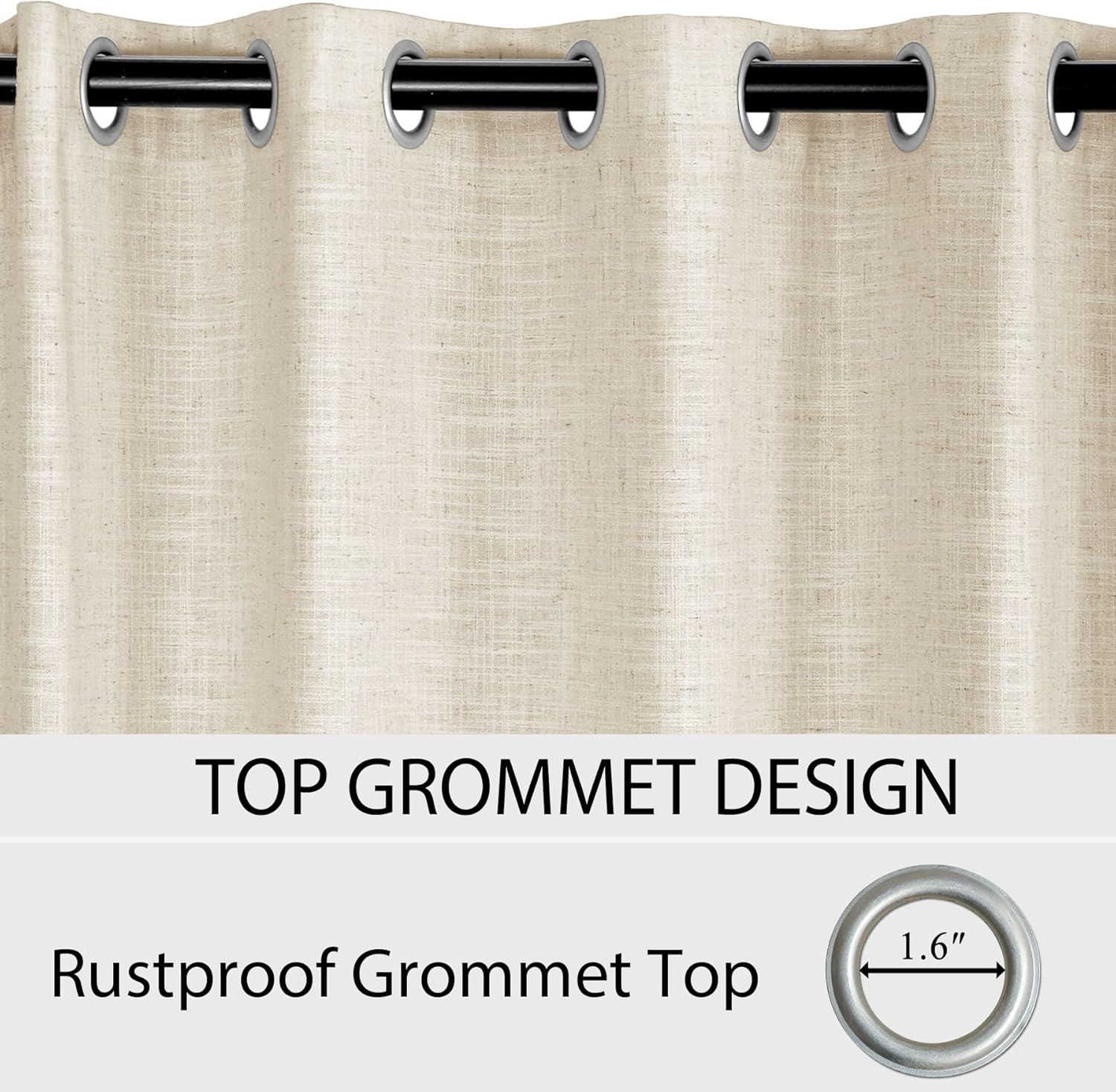 Macochico Extra Wide Flax Curtains 84 Inch Lenght Grommet Linen Blend Curtain Panels Light Flitering Window Treatment Curtains for Sliding Glass Door Hallway,Sand Beige,120W x 84L,1 Panel