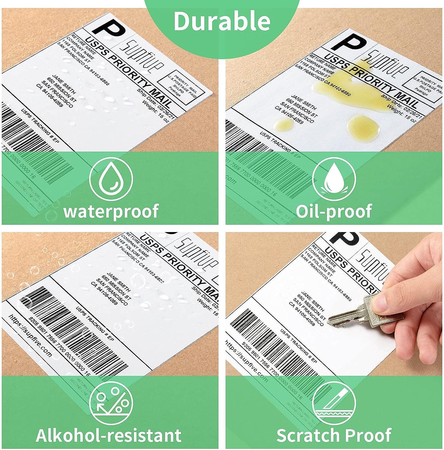 Double Dragon, 500 Direct Thermal Fanfold Shipping Barcode Labels, 4x6 (100x150mm), Premium Coated Paper, Permanent Adhesive, for Zebra, MUNBYN, Rollo, TSC, Toshiba, Citizen, Label Printer [1 Stack]