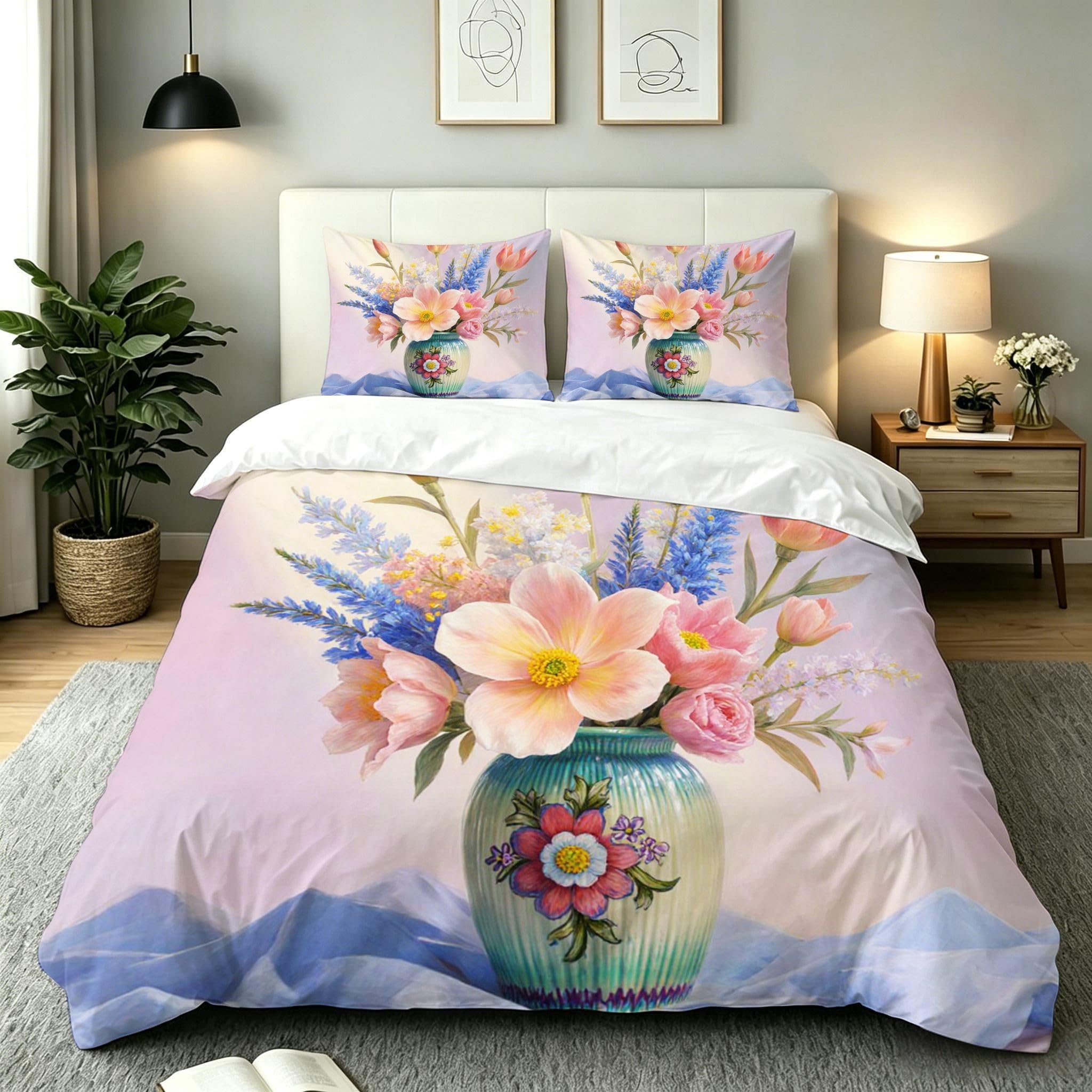 Parure de Lit 2 Personnes Fleur Rose 220x240 : Finis les changements de couette difficiles