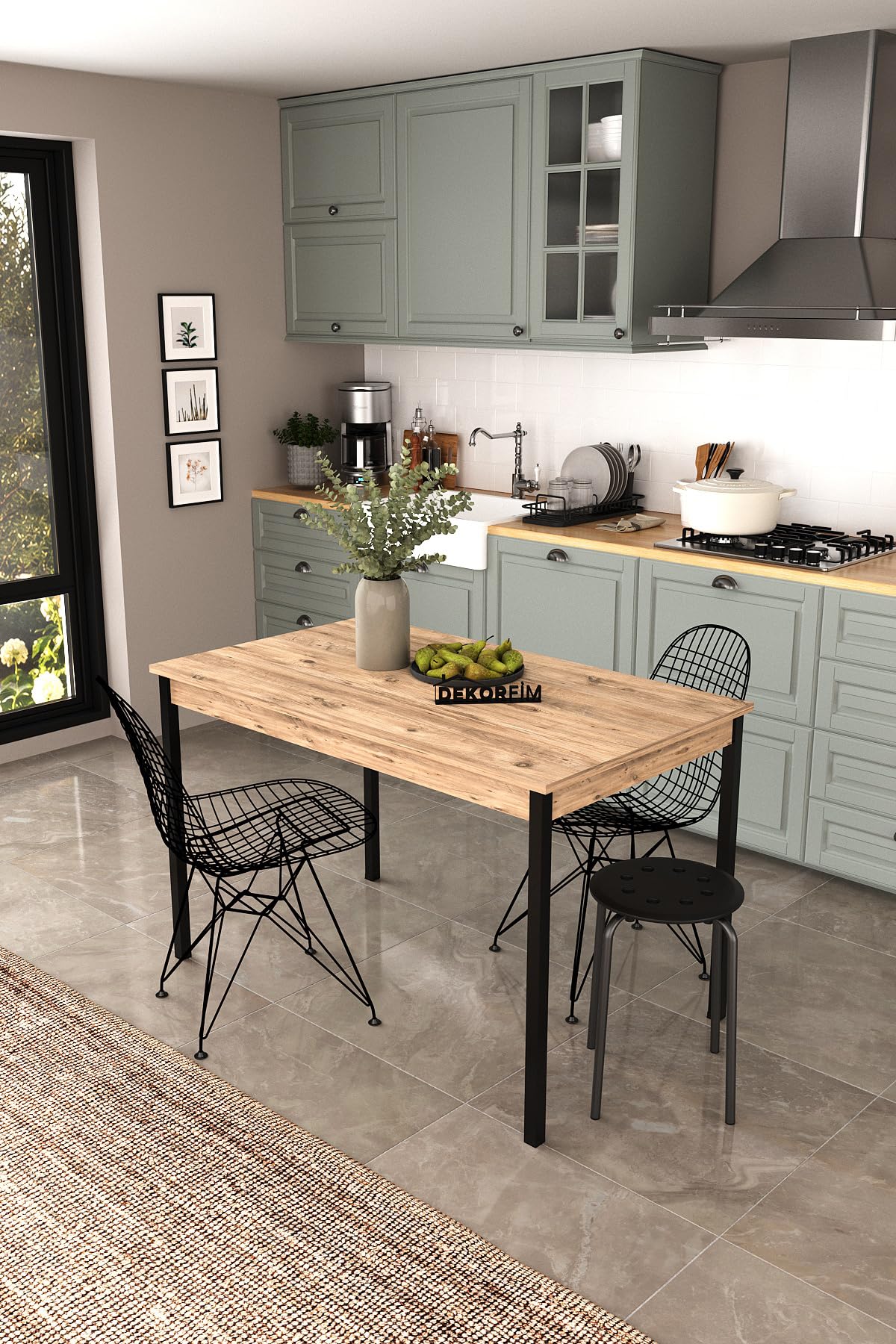 DF01113 Dekoratif Mutfak Masası 120x70 4-6 Kişilik Şık,…