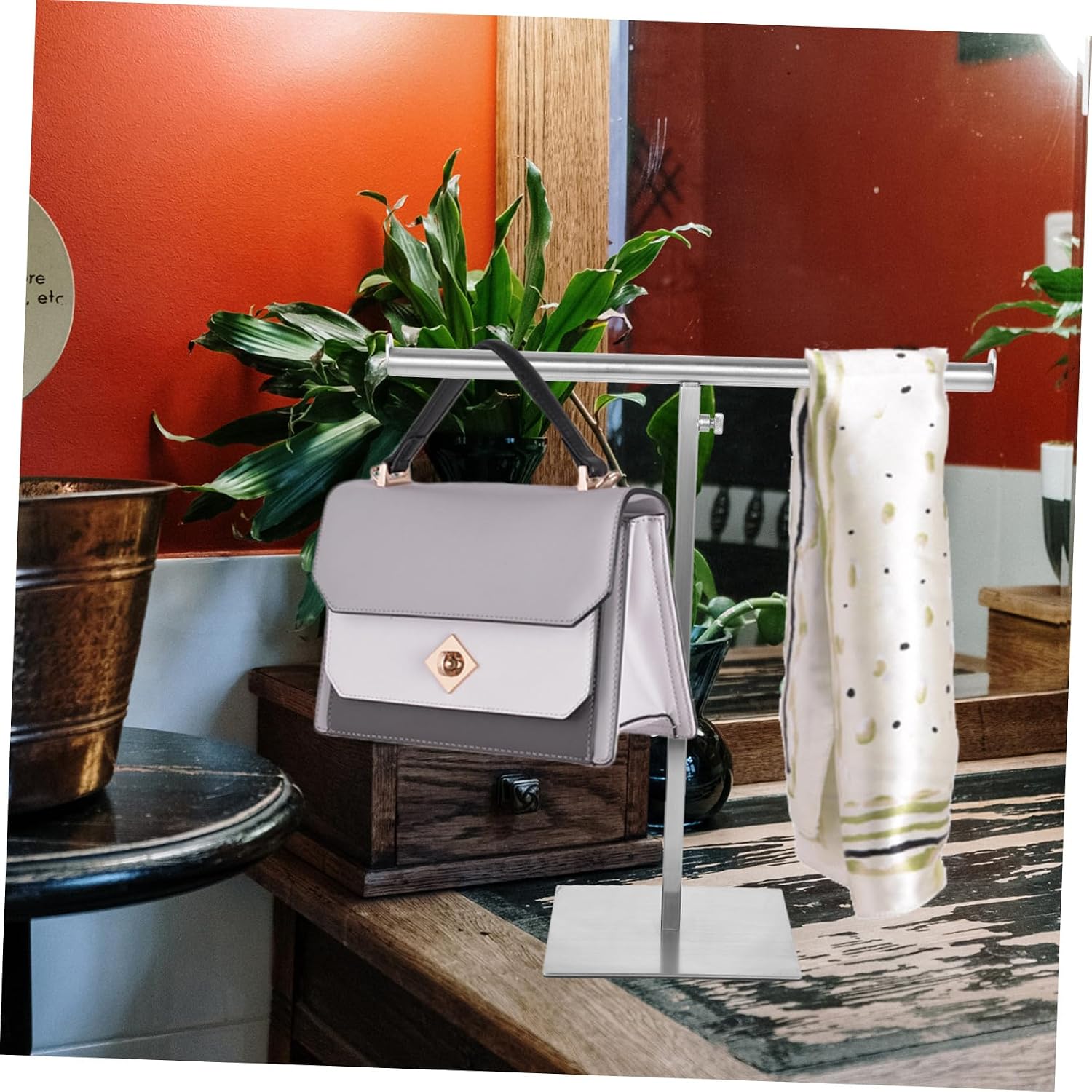 CHILDWEET Stainless Steel Adjustable Handbag Hanger Vertical Tote Bag Display Rack for Closet Organization Space-Saving Purse Holder Smooth Edges for Easy Use for Home and Retail