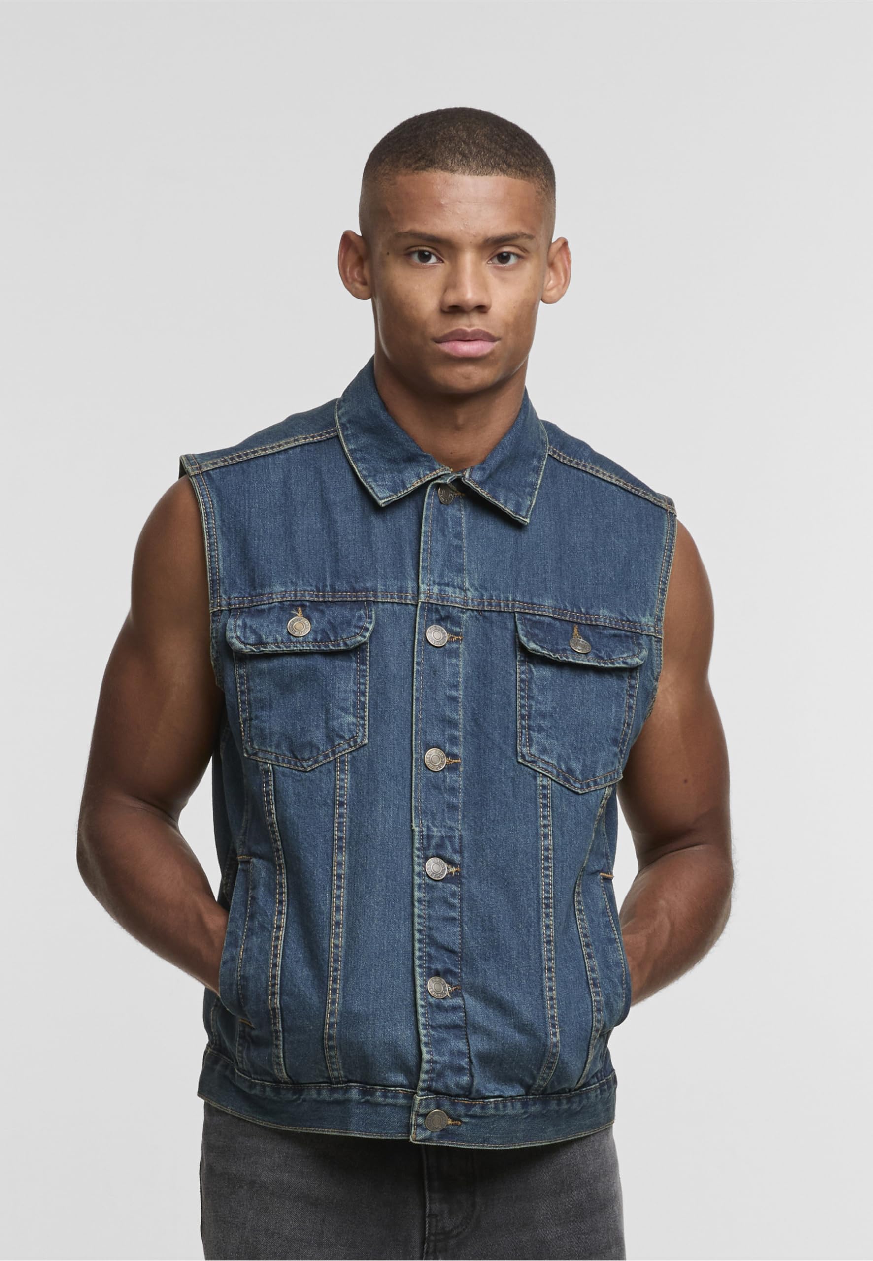 Urban Classics Chaleco Tejano Hombre Chaleco Azul claro Regular
