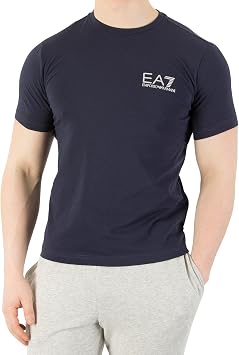 EA7 Mens Chest Logo T-Shirt, Blue, L