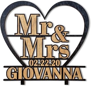 Personalized Wooden Cake Topper Mr Mrs Tier Cake Decoration Custom Bride Groom Bridal Party