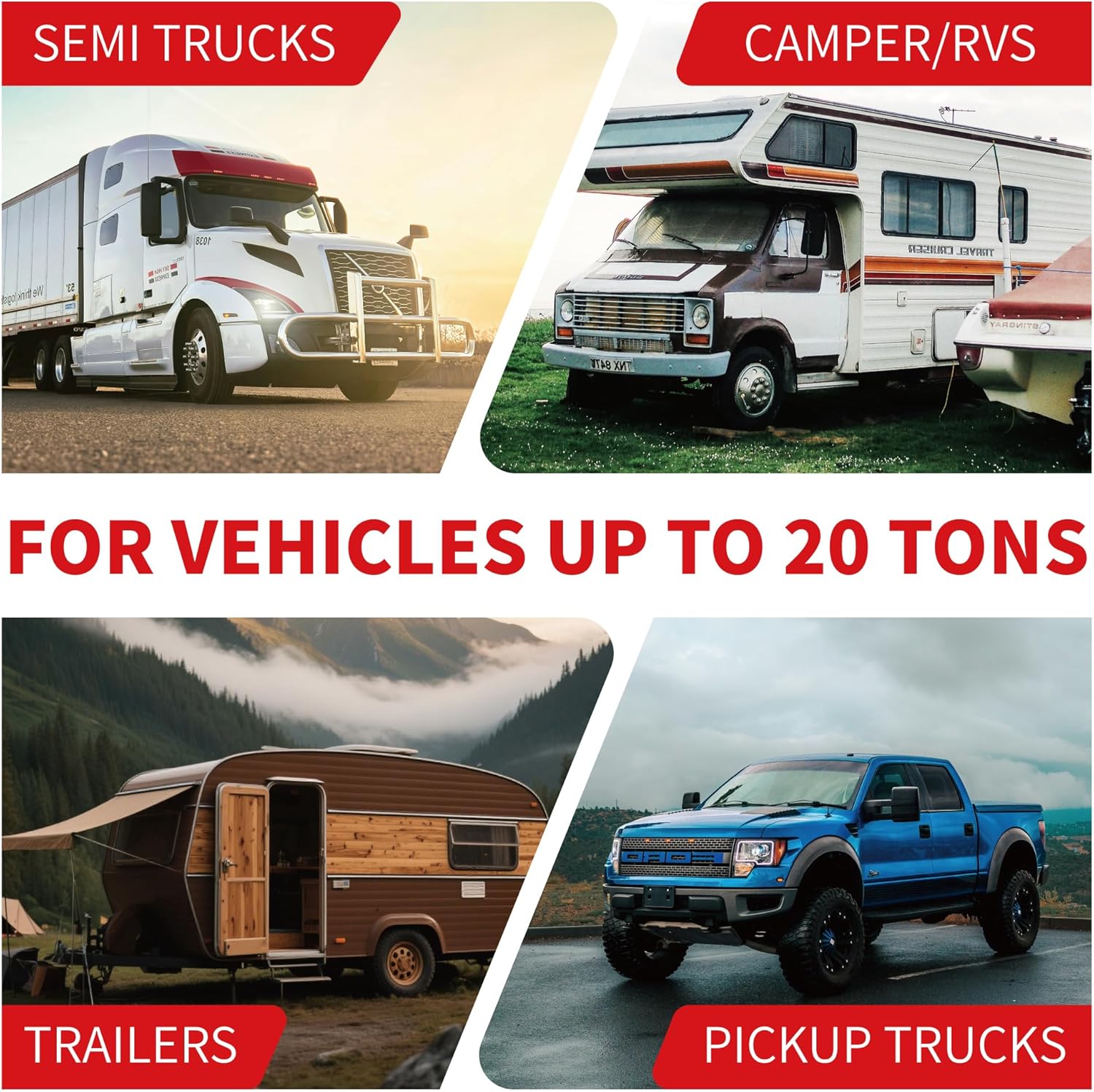 Heavy Duty Rubber Wheel Chocks with Eyebolt, Durable Rubber Made Tire Chalk Blocks, All-Weather, for Semi Trucks, Trailers, Cars, RVs or Other Heavy Equipments (2, Black)