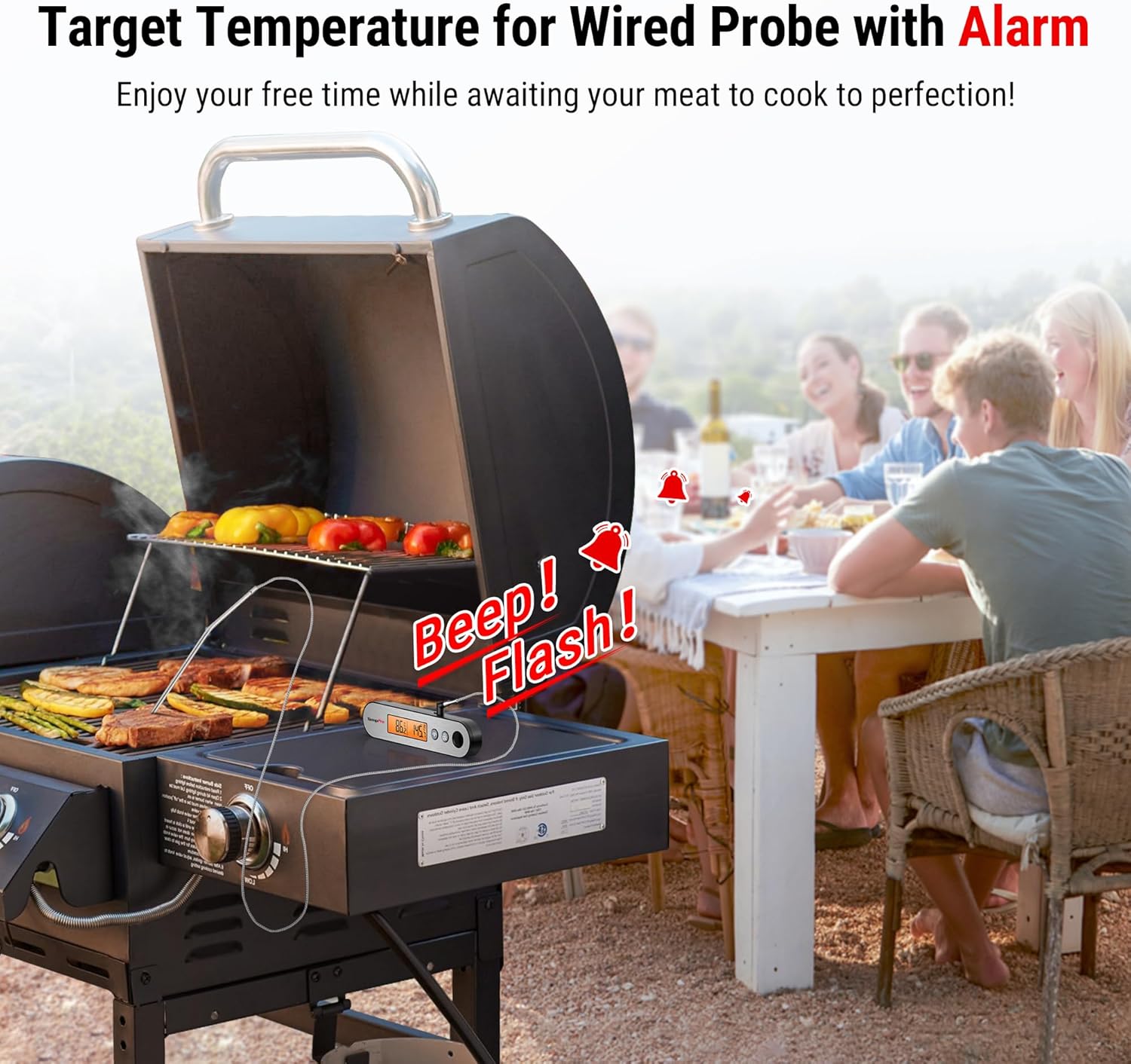 TempPro TP610 Rechargeable Instant Read Thermometer for Cooking, Stainless Steel Meat Thermometer Digital with Alarm, Waterproof Cooking Thermometer for Grill, Smoker, BBQ, Oven(Previously ThermoPro)