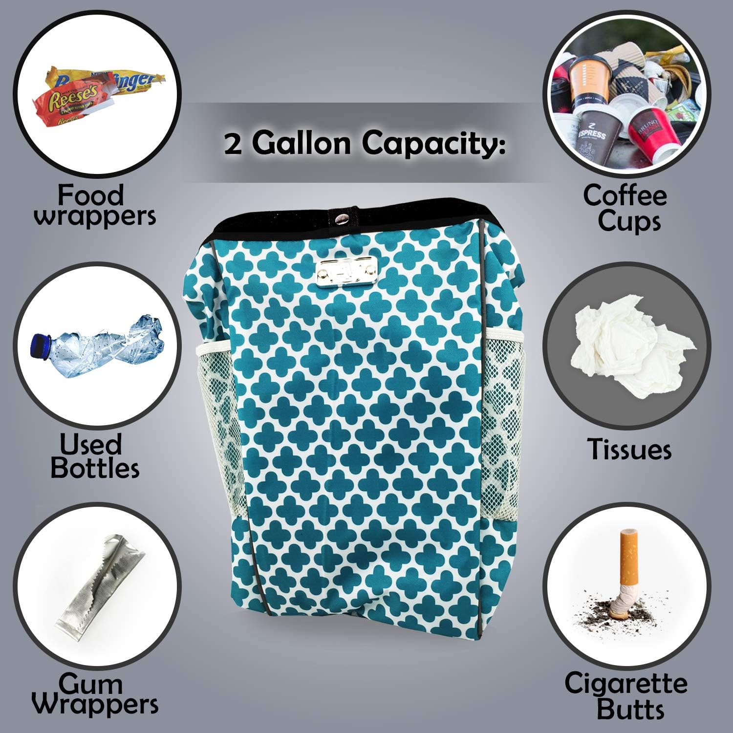 MYFSPORTS Keep It Cl' / Amazon: 'Keep It Clean CarBage The Auto Trash Can, Auto Litter Bag, Auto Garbage Bin, Car Trash Pail, Great for Cars, Boats & RV's (Teal)