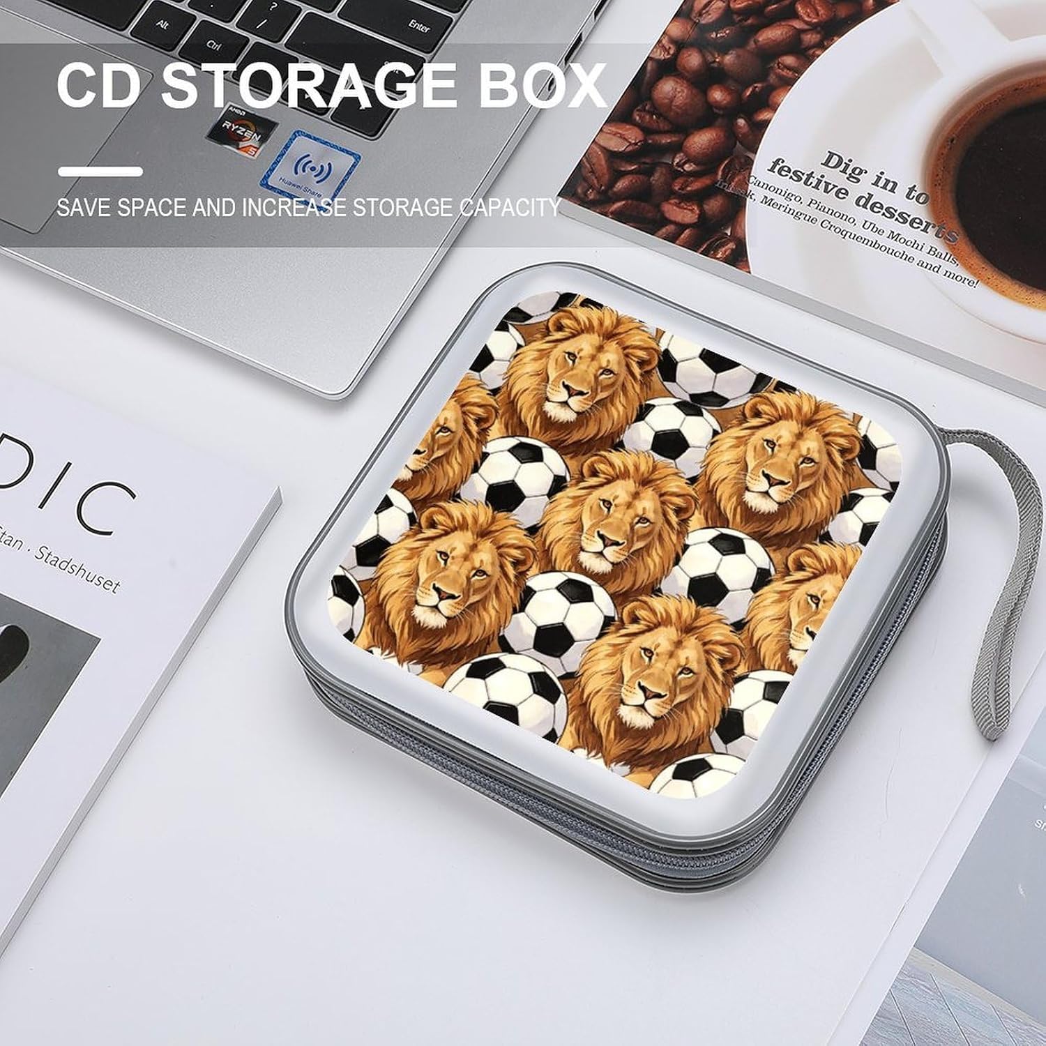 Soccer Lions Protective CD Case Storage Rack 40 Capacity DVD Holder Organizer Car Travel