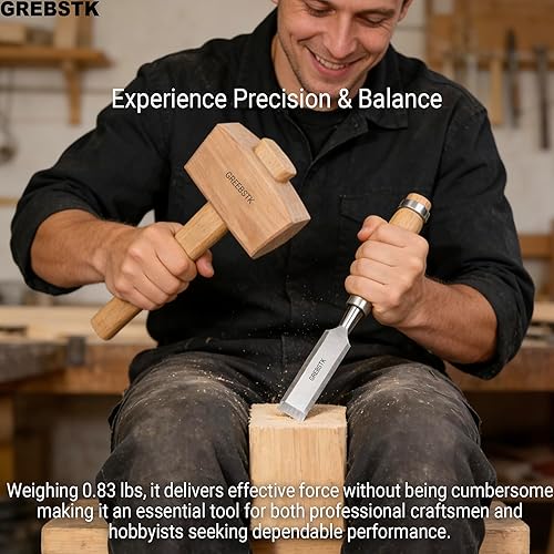 Miniatura 7 de GREBSTK Mazo de madera de haya, martillo para carpintería y trituradora de hielo para cócteles, perfecto para cinceles, bricolaje, herramienta