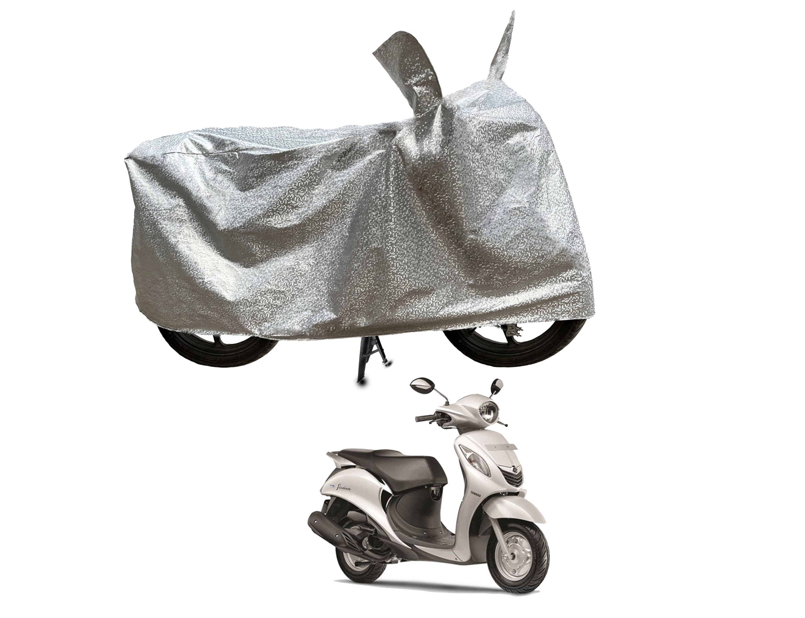 RiderShine Fascino Scooty Cover - fascino scooty Cover Waterproof - fascino 125 scooty Cover - Accessories with Five Thread Overlock Stitched Big Size Ultra Surface Body Protection Shine Silver-image-49