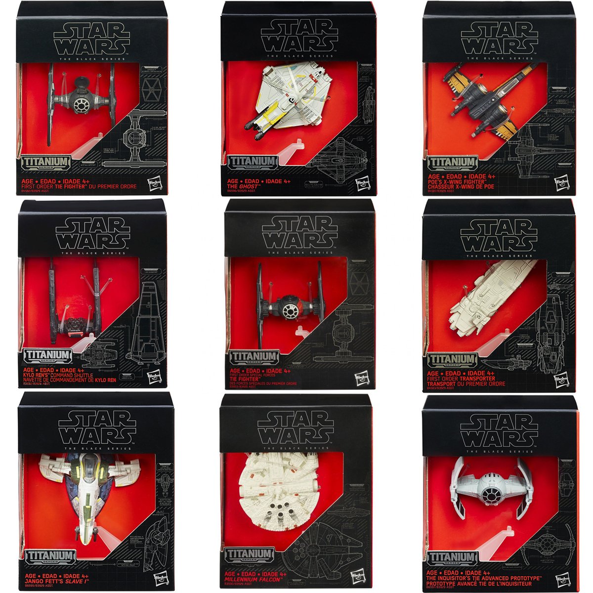 Star Wars (Set Of 12) Black Series Titanium Spaceships Models