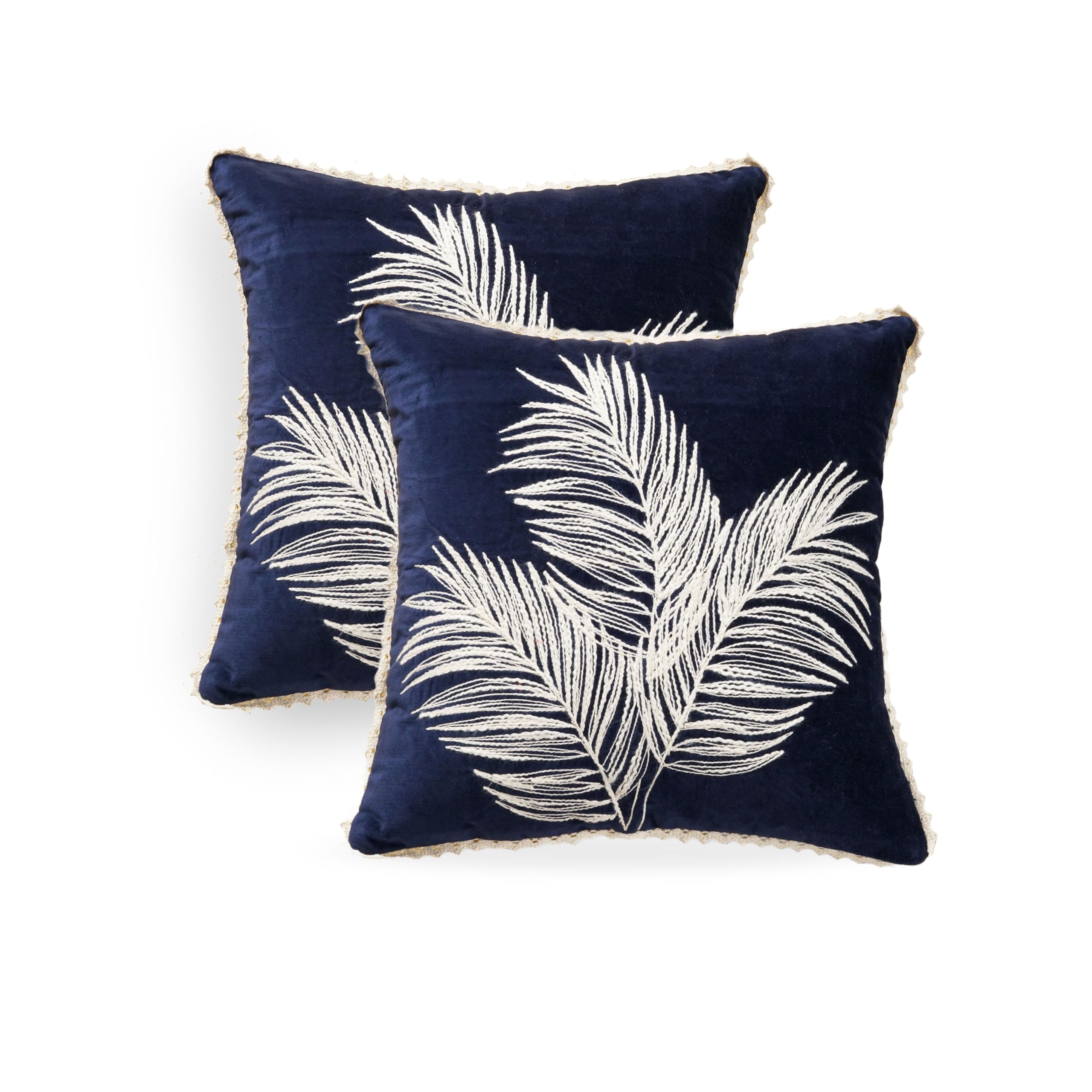 ZOMI Cushion Covers Couch Pillow Embroidery Decorative Pillows for Living Room Christmas and Thanksgiving with Hidden Zipper Blue