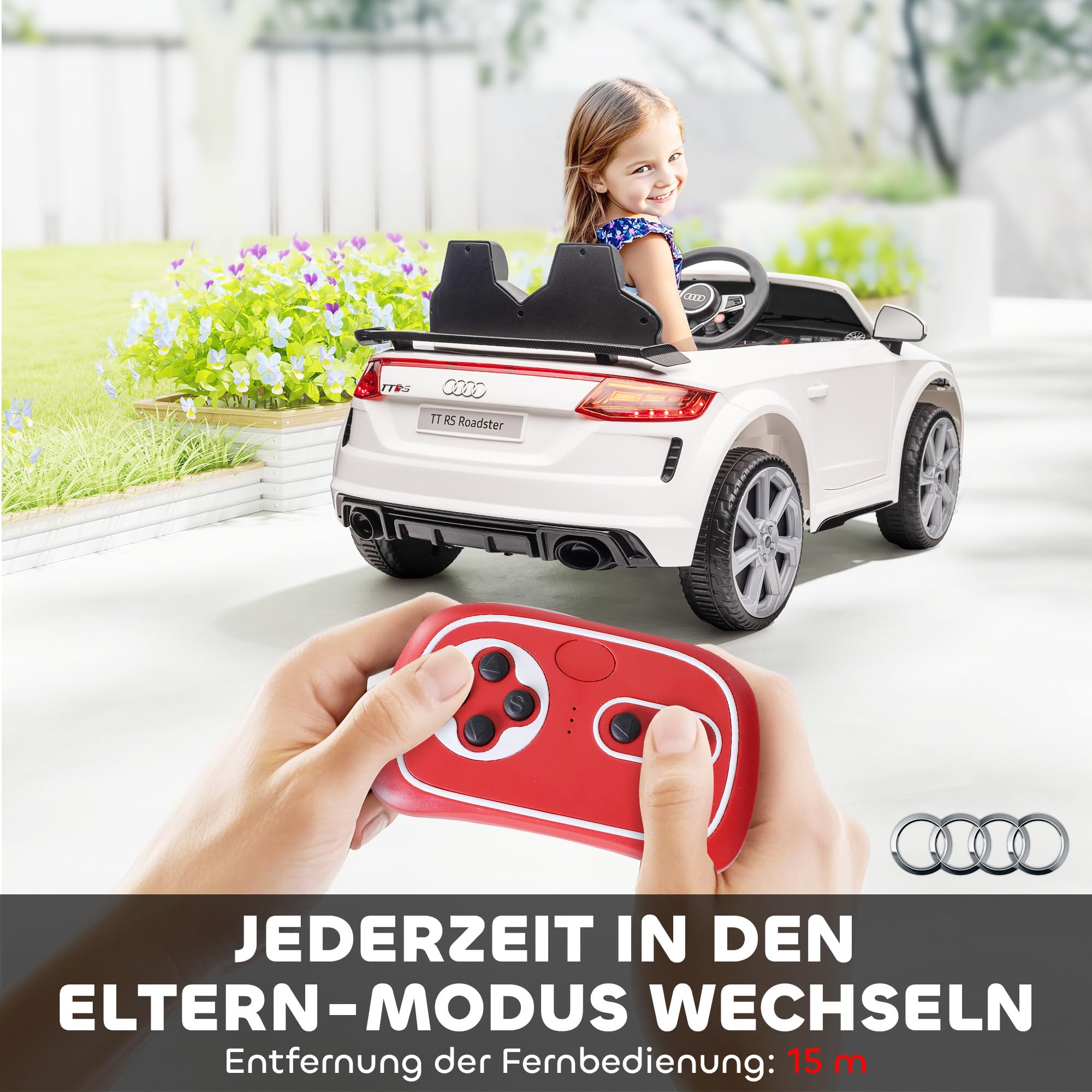 HOMCOM Kinder Elektroauto Audi 12V Kinderauto 2,4 G Fernbedienung Weiß