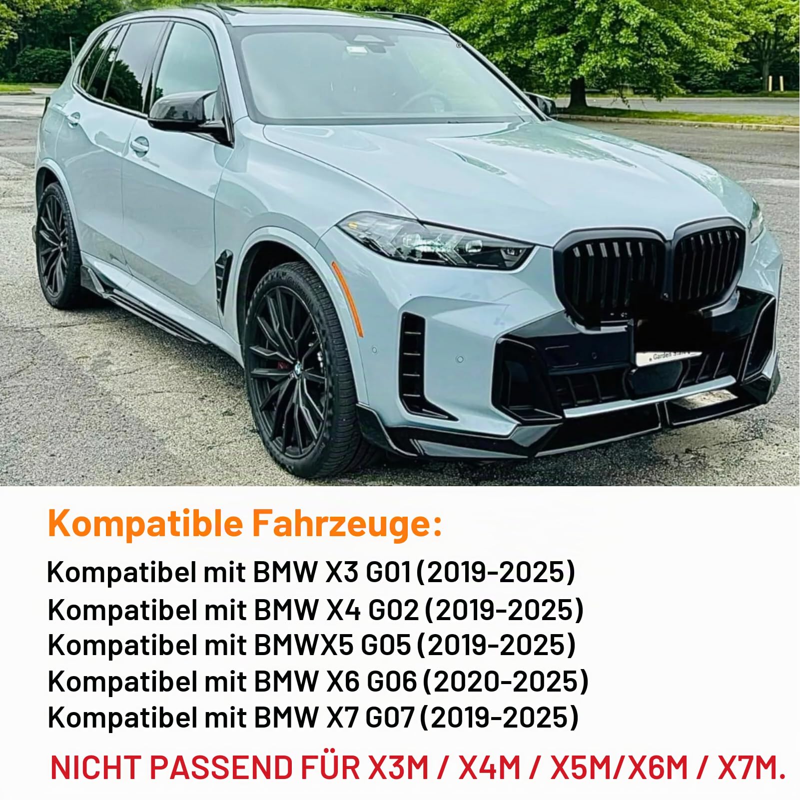 Kompatibel mit Auto Rückspiegel Abdeckung BMW X3 G01/X4 G02/X5 G05/X7 G07 2019-2024,X6 G06 2020-2024 Seitenspiegelgehäuse bmw Spiegelkappen X3 X4 X5 X6 X7 Links+ Rechts (Glanz Schwarz)