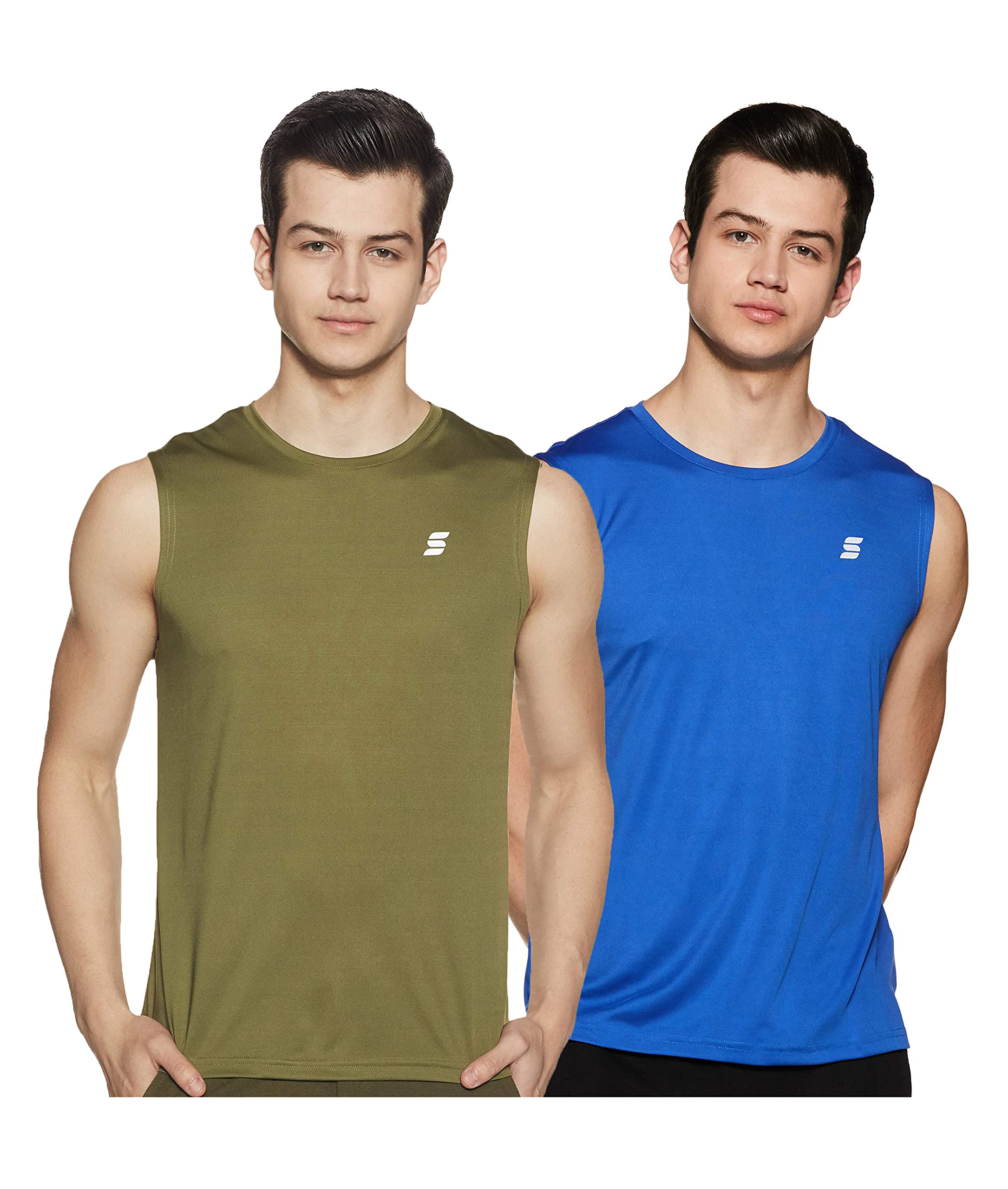 Amazon Brand - Symactive Men's Round Neck Sports T-Shirt Pack of 2