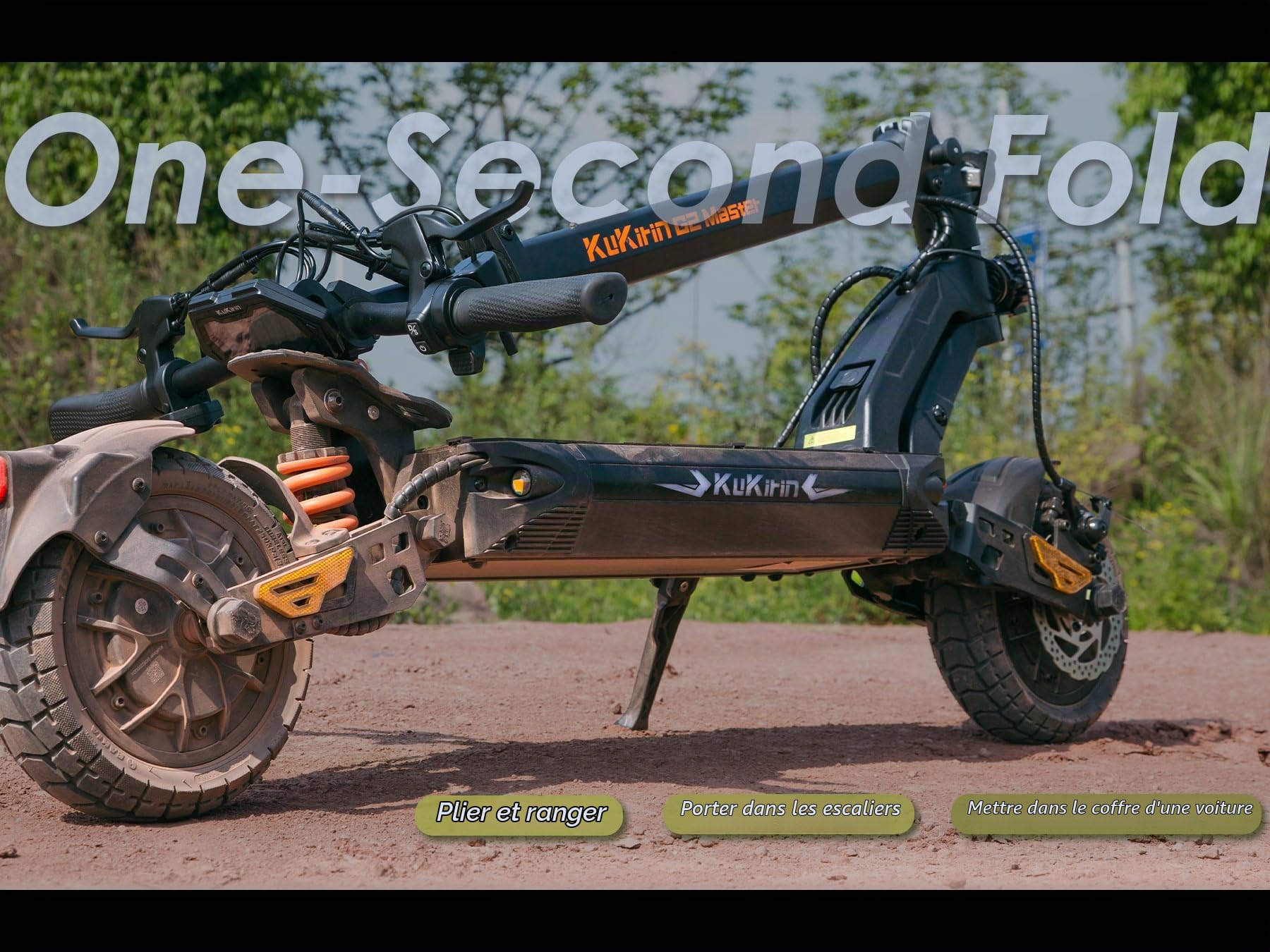KuKirin G2 Master Trotinette Électrique Adulte Déplacements Urbains Scooter Électrique 52V 20.8Ah Autonomie 70km Double Moteur Suspension Hydraulique Guidon Réglable Pneus 10 Pouces Écran LCD