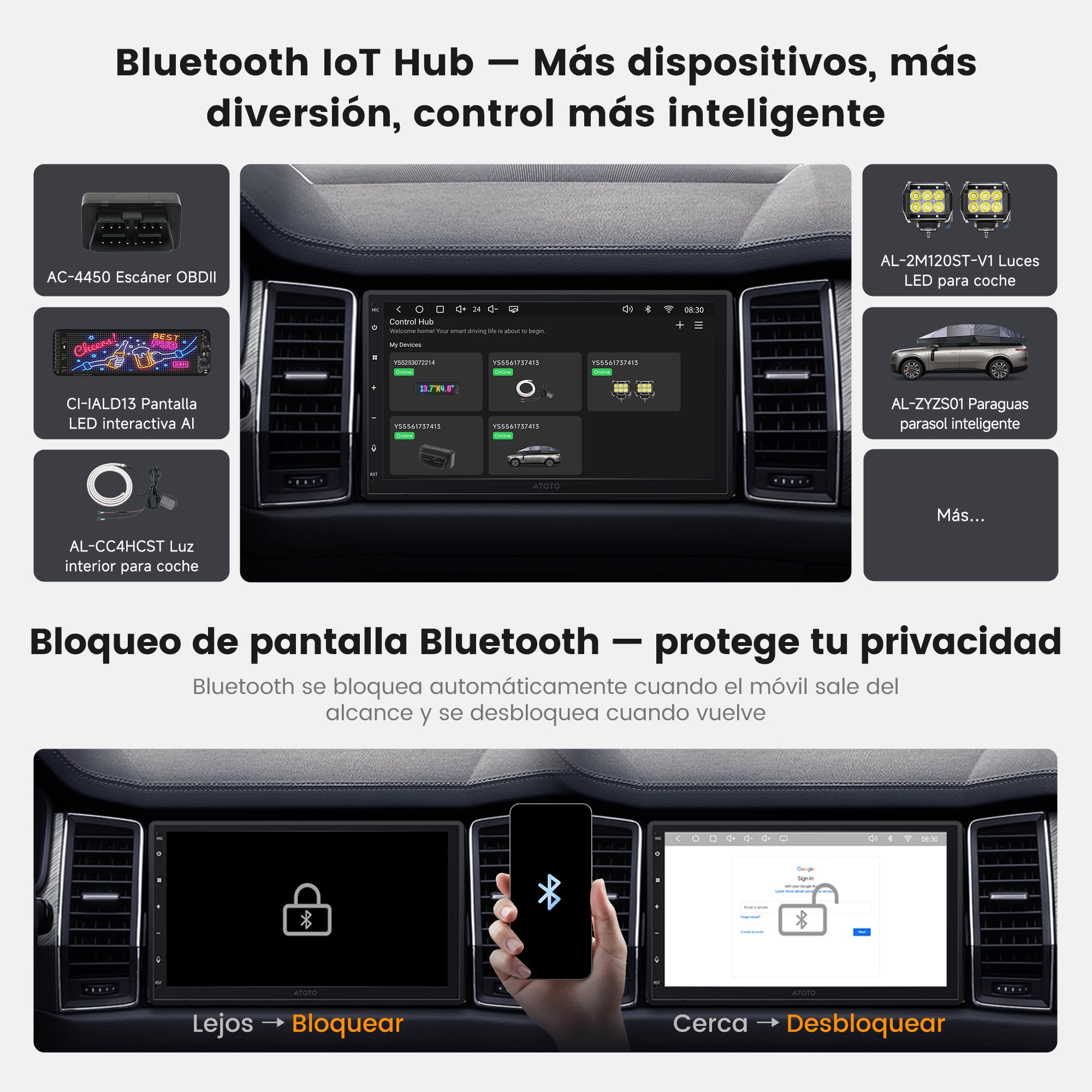 ATOTOZONE Android Radio Coche 2 DIN, 7" Pantalla Táctil 4G+64G Cargadores de Medios Digitales, CarPlay/Android Inalámbrico, WiFi/BT/USB, Hi‑Fi DSP w/4V Pre‑Outs, AI Chat&GPS Tracking, S8 Gen4