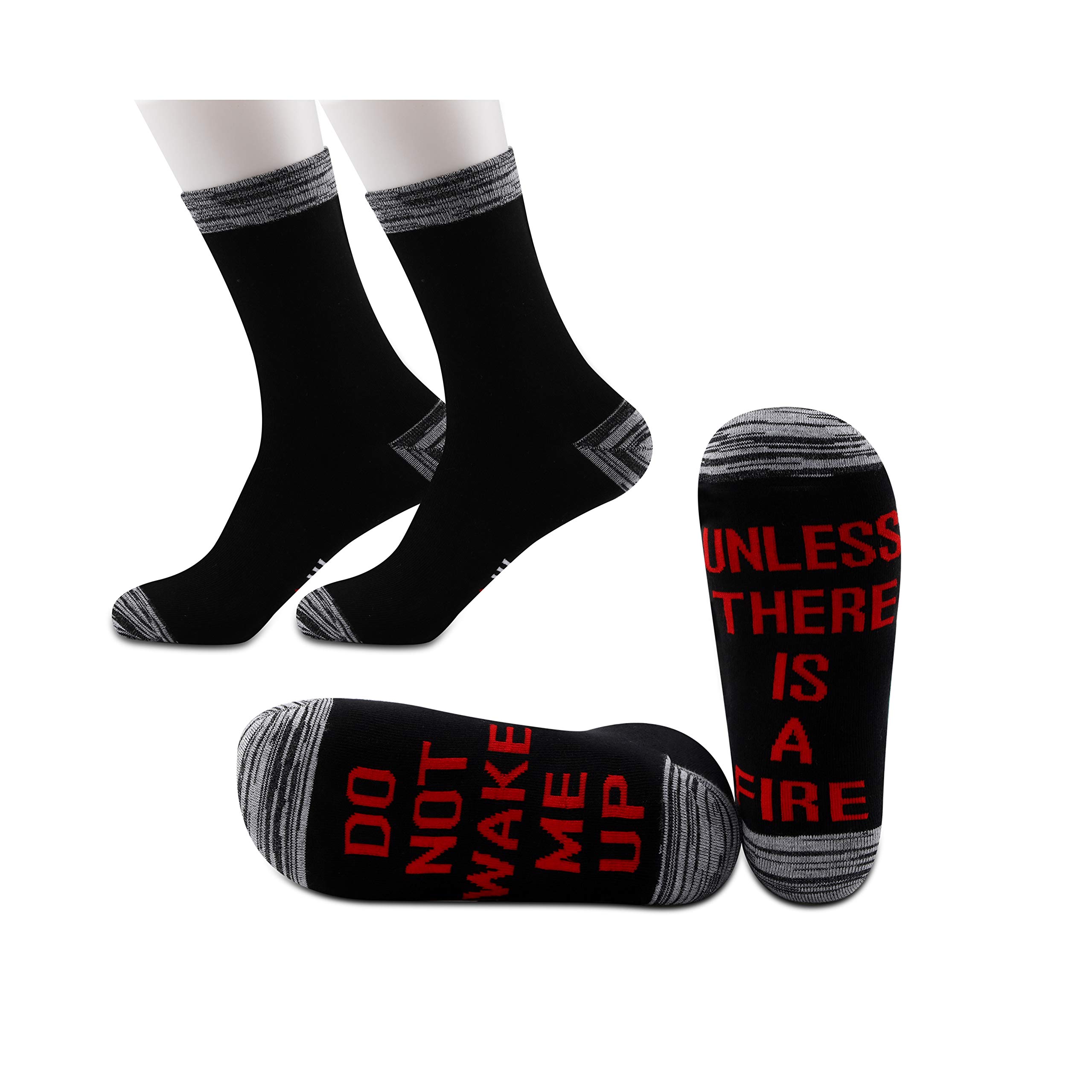 NOBRANDSPYOUL 2 Pairs Firefighter Gift Firefighter Socks Fireman Gift Do Not Wake Me Up Unless There Is A Fire Socks