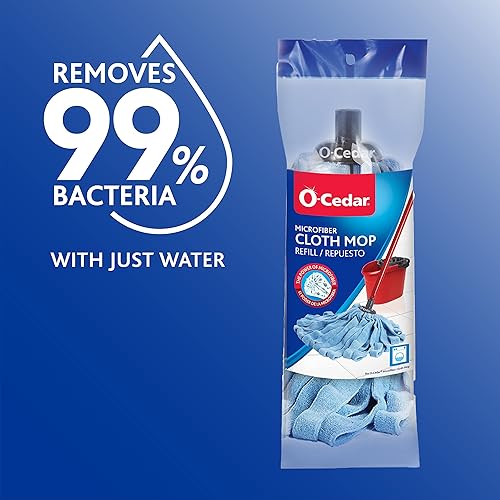 Miniatura 3 de O-Cedar Repuesto de trapeador de tela de microfibra, azul y EasyWring Deep Clean (1 unidad)  40% más de potencia de limpieza  Recambio de mopa de