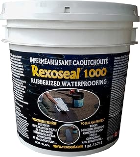 Rexoseal 1000 Waterproofing Sealant - Multi-Purpose Indoor & Outdoor Coating Sealant - Foundations & Basements, Flat & Low Slope Roofs, Concrete, Wood & Metal - Black, 1 Gallon