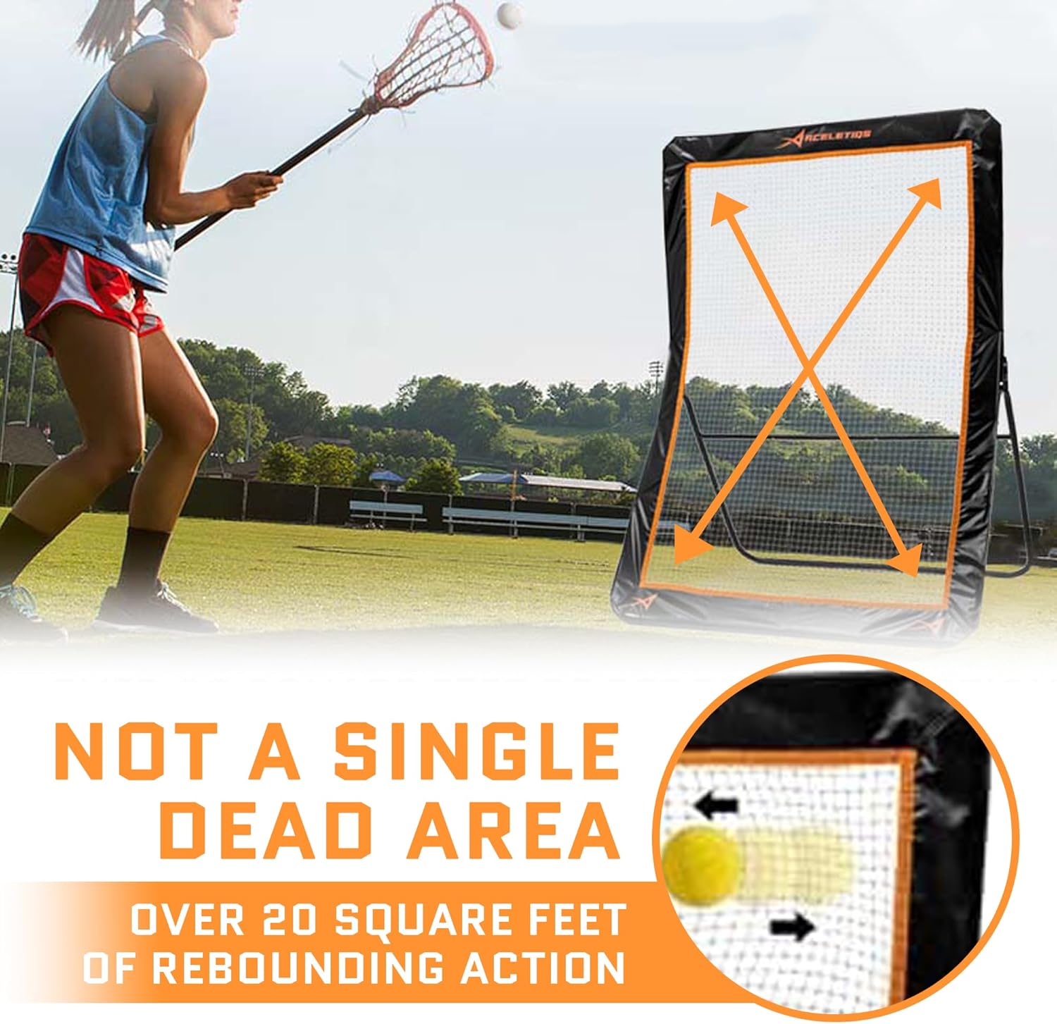 ACELETIQS Lacrosse Rebounder for Backyard 4x6 Feet Baseball Rebounder Volleyball Rebounder - Lacrosse Ball Pitchback, Throwback, Bounce Back Training Wall [Carry Bag Included]