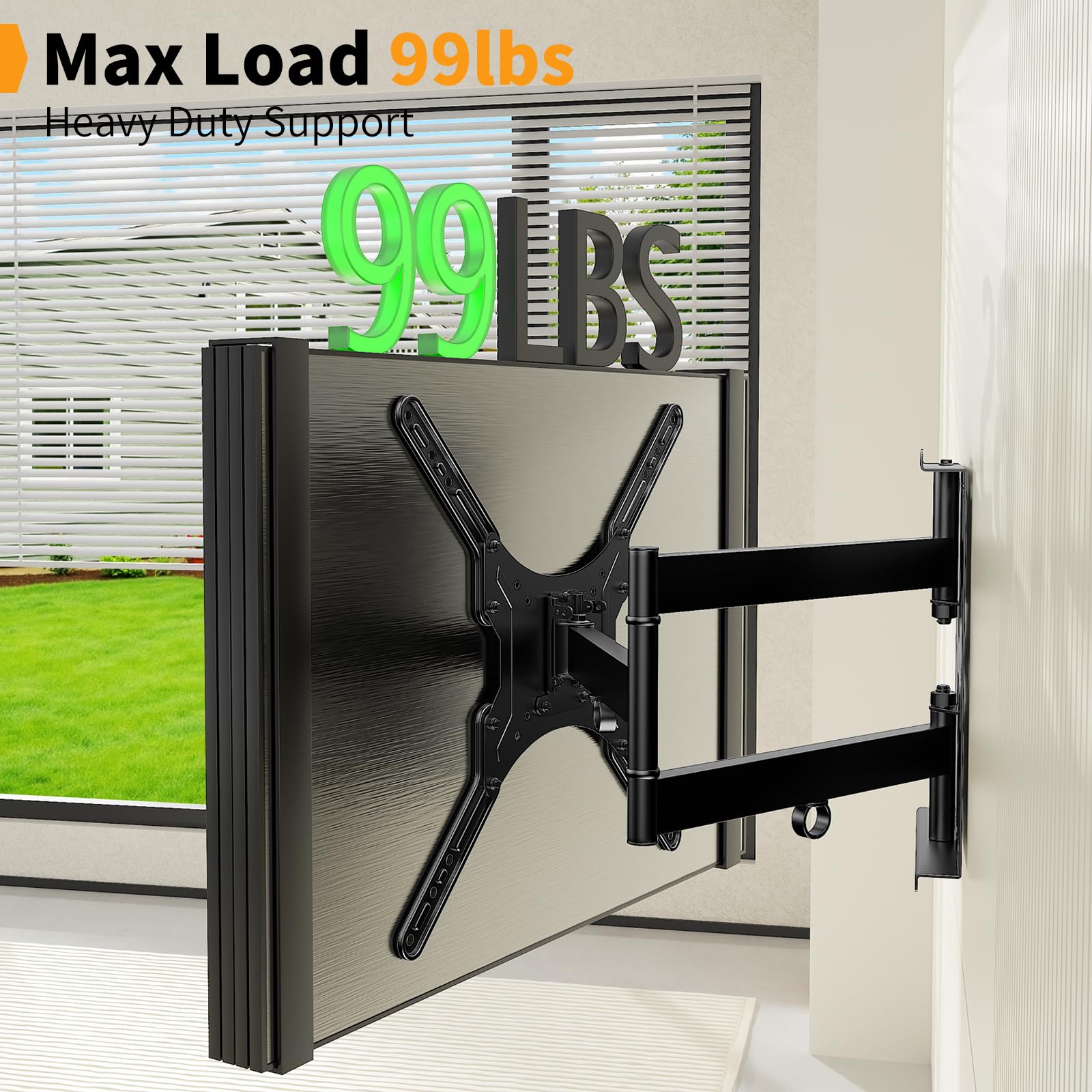 Support Mural TV 23-55 Pouces Jusqu'à 45KG | Support TV Mural Orientable Inclinable et Orientable, VESA 400x400
