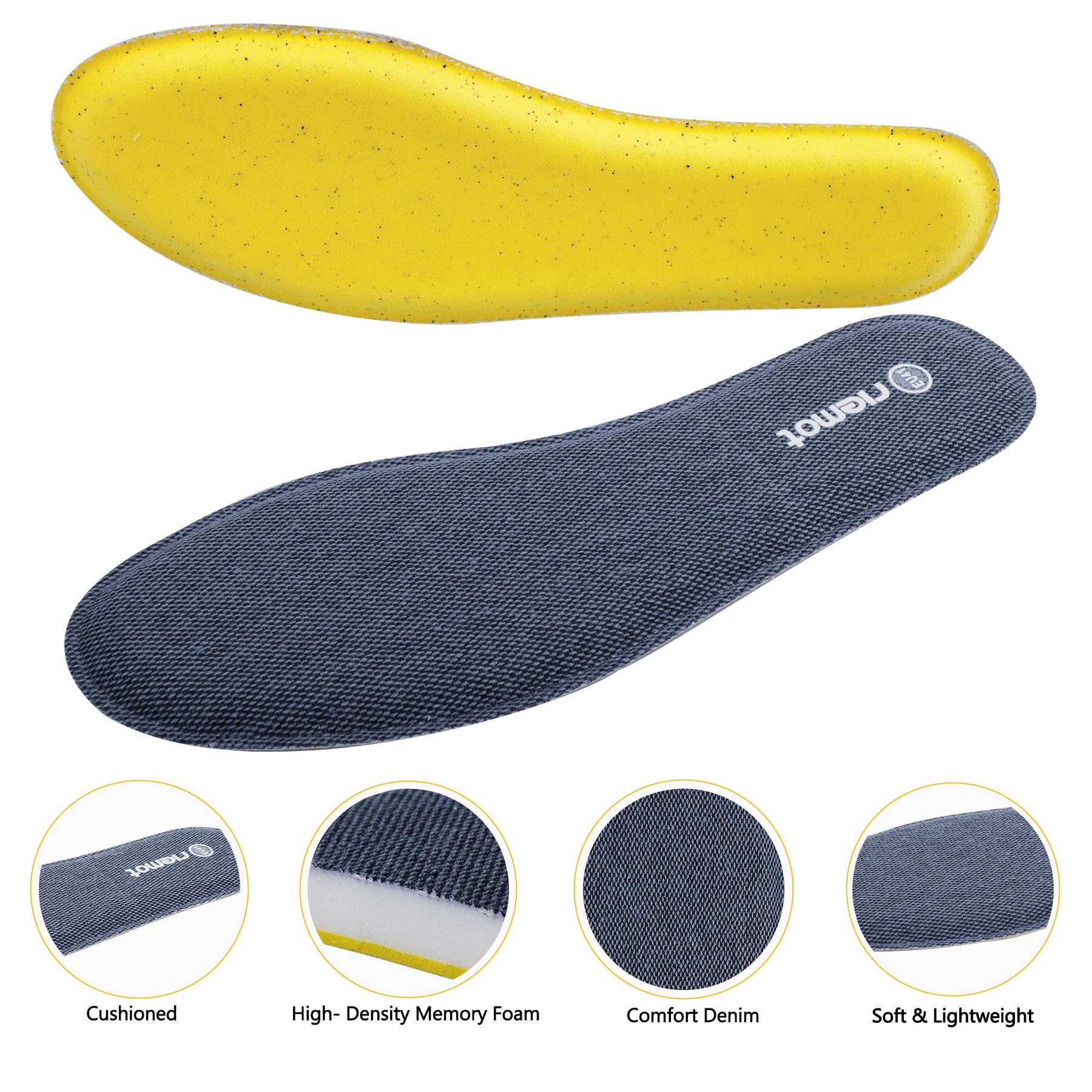 riemot Solette Memory Foam Uomo Donna, Soletta Scarpe per Stivali da Lavoro e Scarpe da Passeggio, Sport Solette per Assorbimento Degli Urti e Ammortizzazione, Soffice, Comfort38 39 40 41 42 43 EU