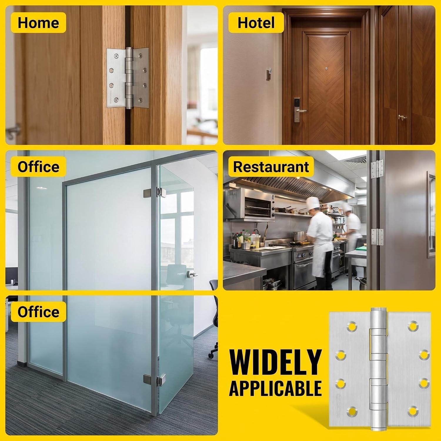 2-Pack of 304 Stainless Steel, 4-inch Ball Bearing Folding Hinges. Suitable for Home Furniture Hardware, Including Door Hinges, Wooden chests, cabinets, bedrooms, Mobile Homes, and cupboards.