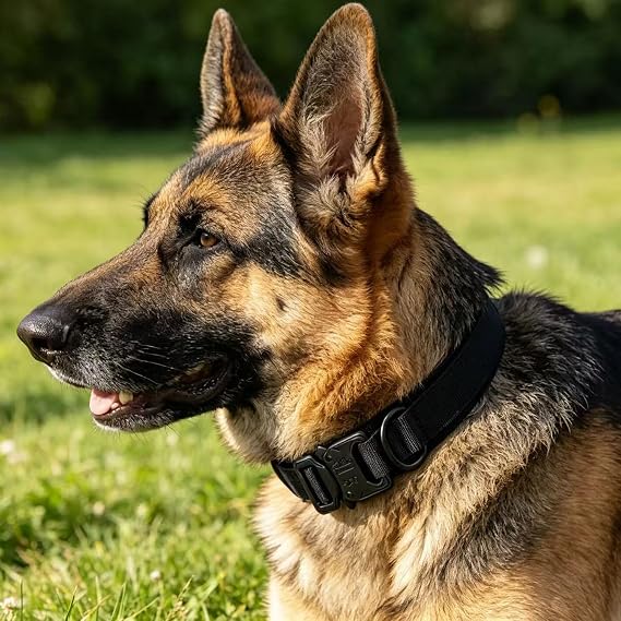 Tactical Dog Collar for Large Dogs with Control Handle,Black,S