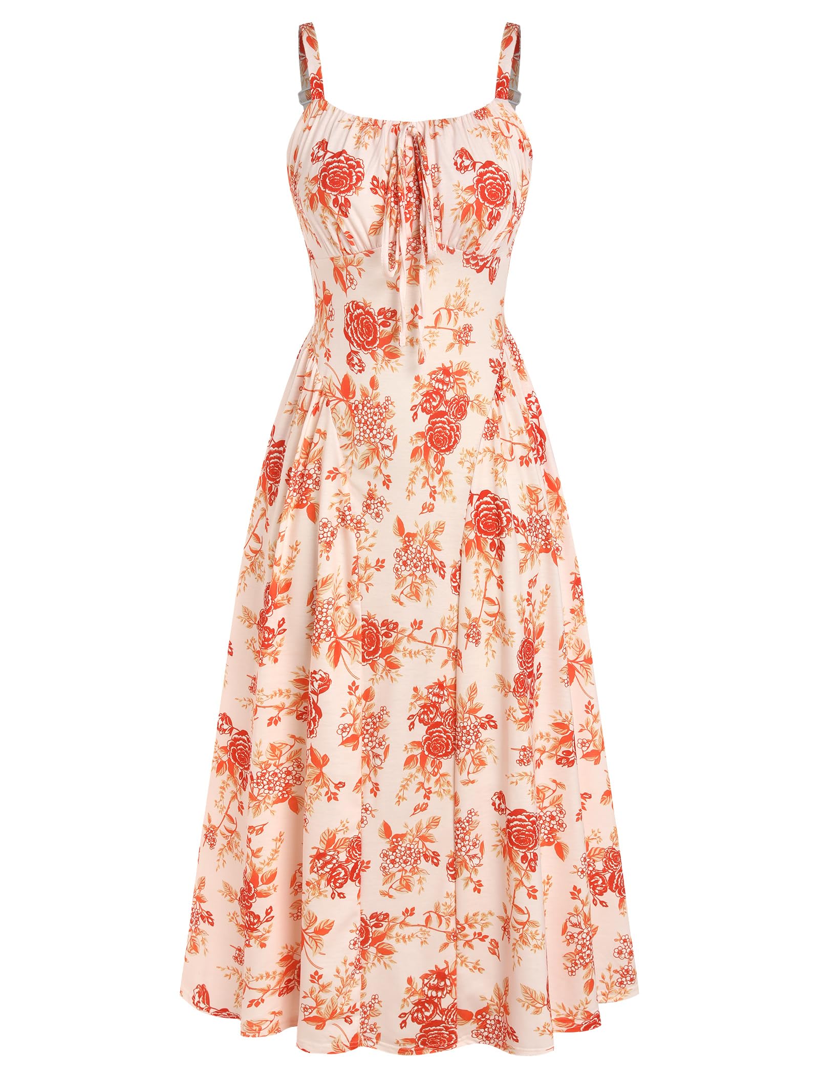 ZAFUL Women Floral Corset Dress Summer Wedding Guest Dresses Flowy A Line Midi Sundress with Pockets