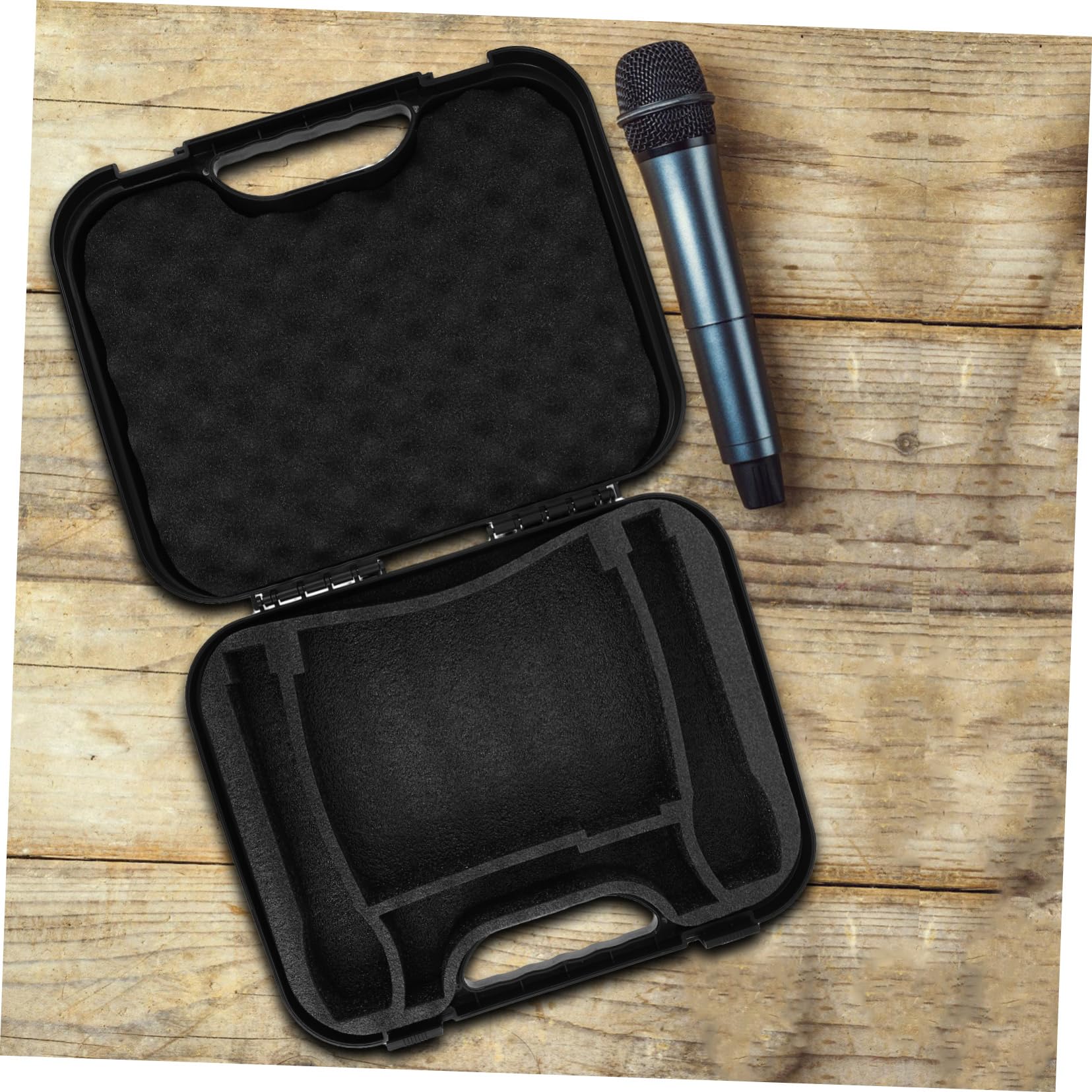 Estuche para Micrófono de Condensador con Gran Capacidad, Diseño Portátil y Resistente al Agua para Grabación y Equipo de Podcast en Color Negro