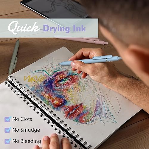 Miniatura 7 de Paquete de 8 bolígrafos de gel de colores, bolígrafos de punta fina de 0.7mm de secado rápido para escritura suave, para hacer garabatos, dibujo y