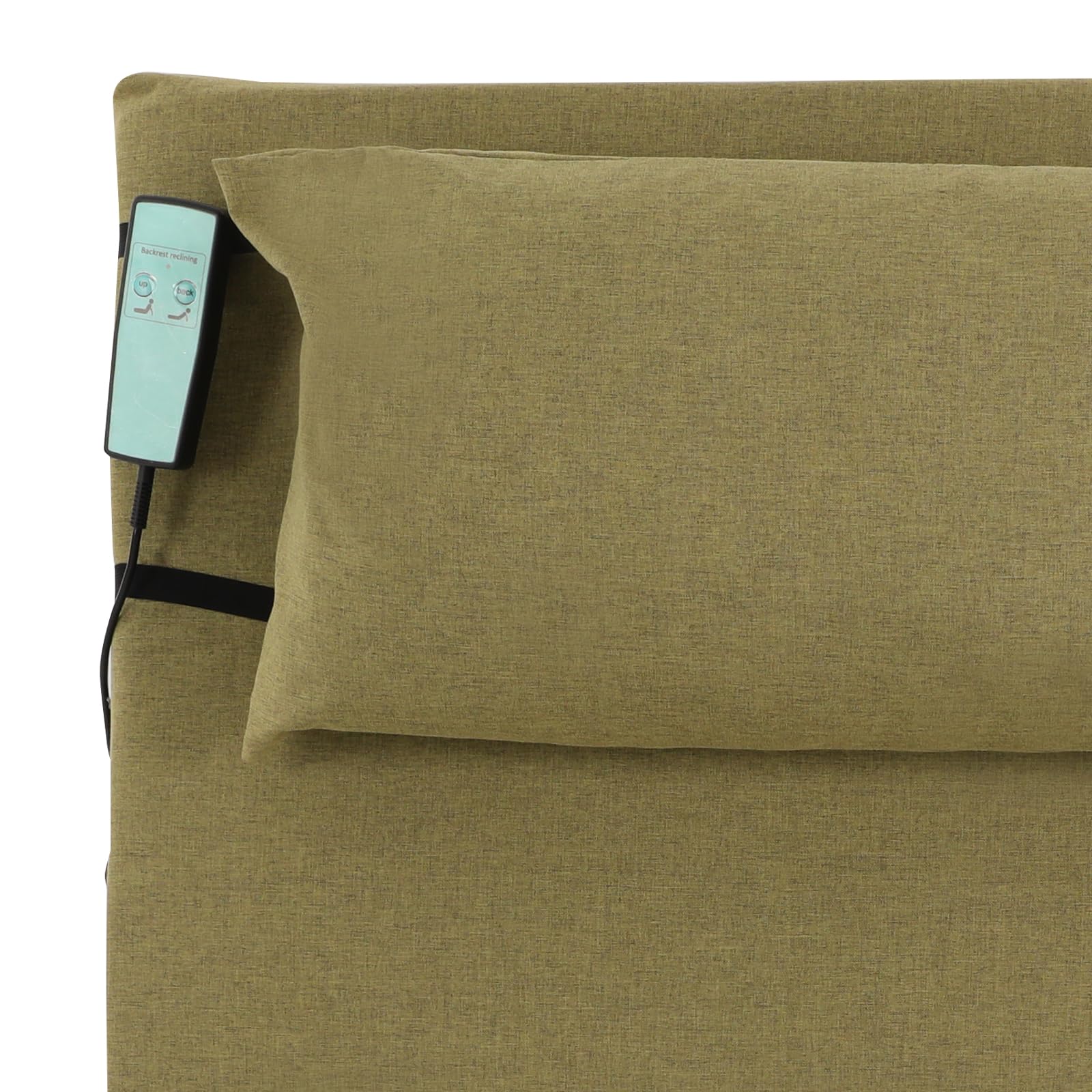 Respaldo eléctrico elevable con mando a distancia, ajustable de 2 a 80°, 300 kg de capacidad de carga, cama elevable con almohada, verde