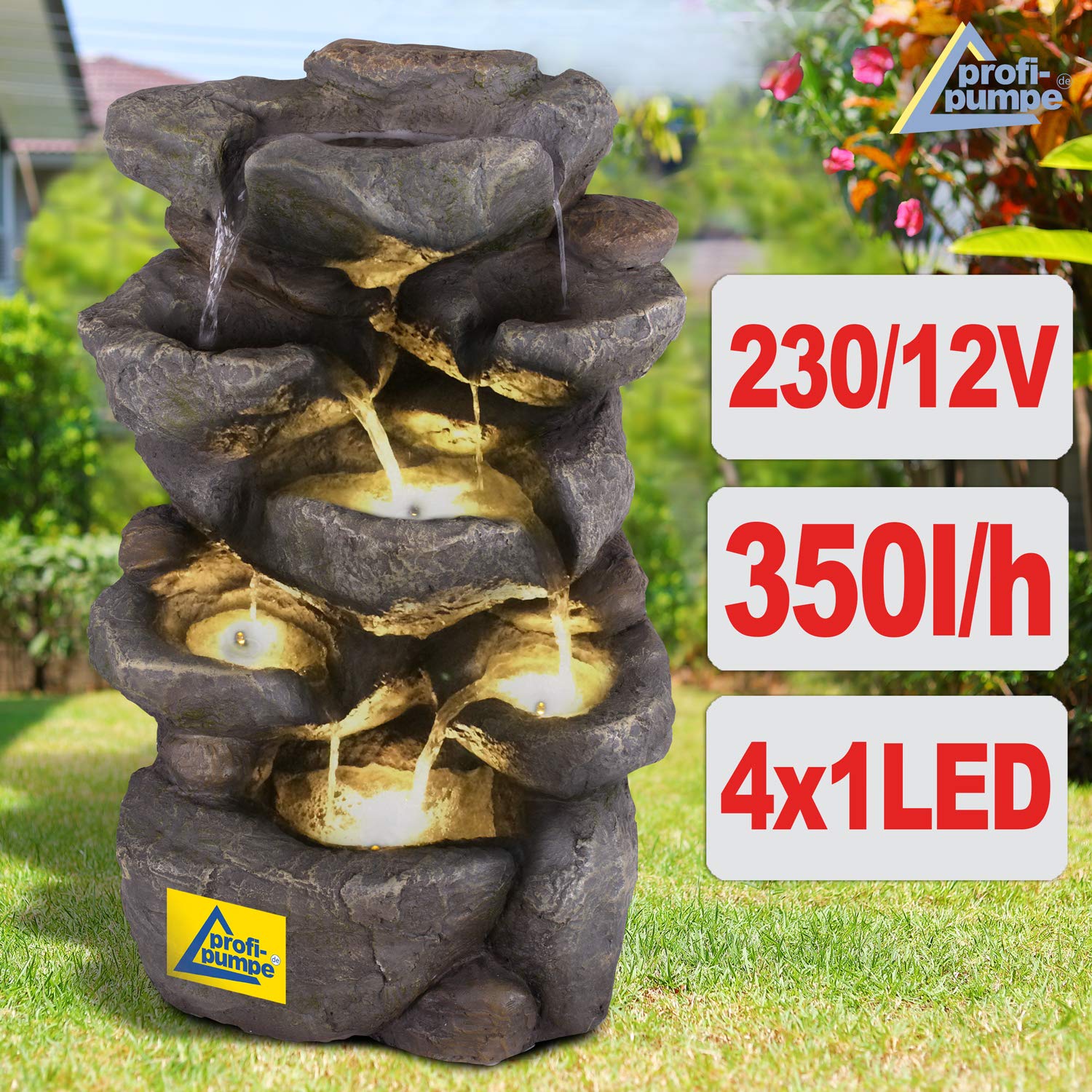 Fontaine de Jardin avec LED 230 V - Magie du Rocher 50 cm