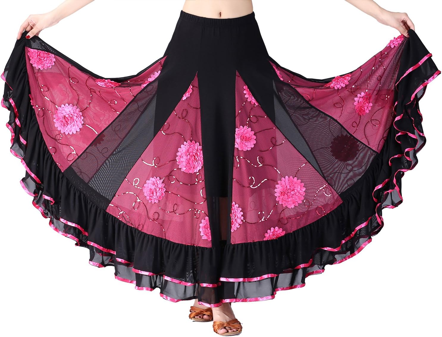 Long Modern Ballroom Standard Waltz Dance Practise Wear Skirts Costumes