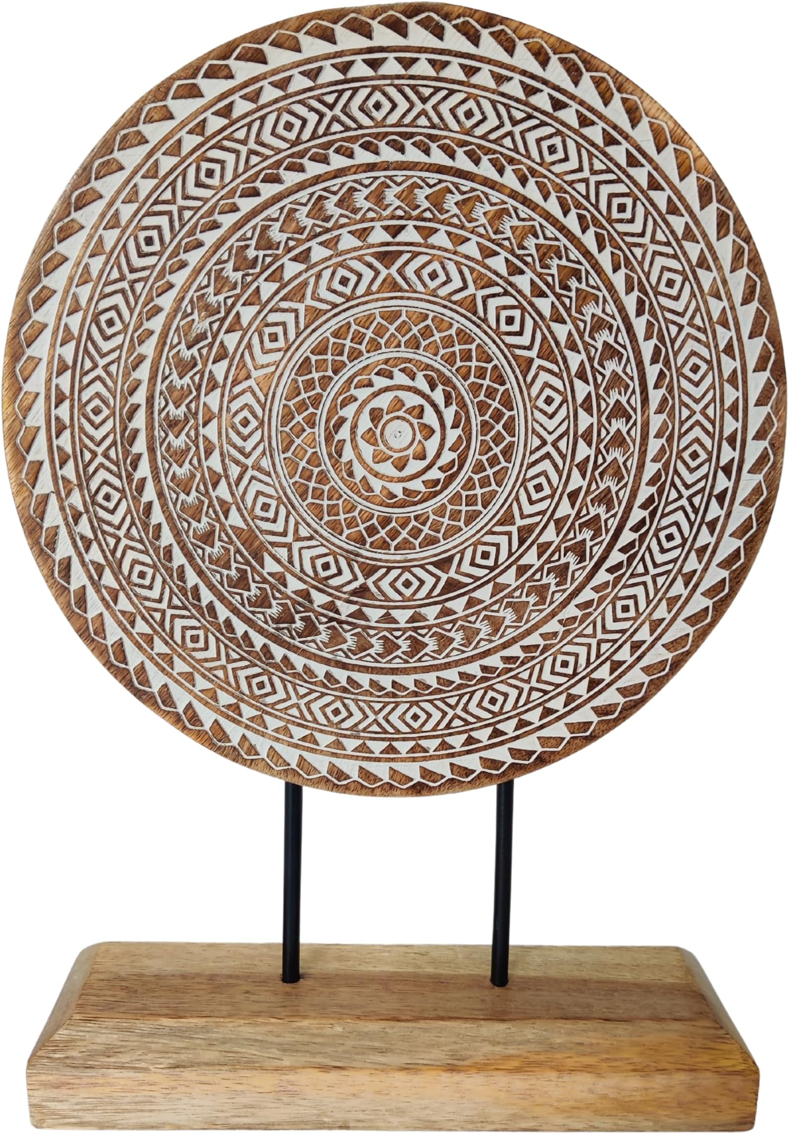 Wooden Carved Handmade Engraved Table Decor Table Sculpture Home Statue for Living Room, Bedroom, Office Desktop, Cabinets, Shelf Decor (Natural White)