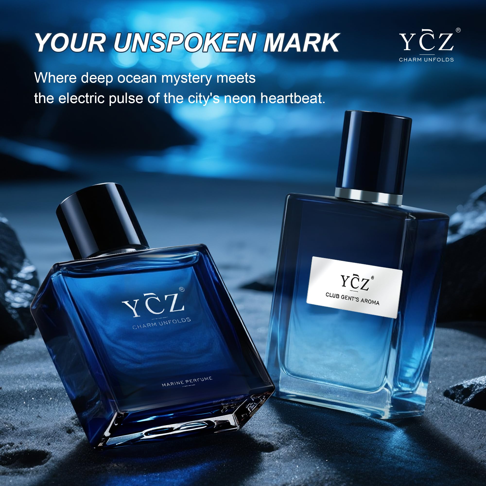 Ycz Eau de Parfüm Herren Set,2x50ml Lnganhaltendes Eau de Parfum für Herren,Der Duft kombiniert aromatisch-holzige und orientalisch-holzige Noten,Vielseitiges Geschenk für Herren für alle Anlässe